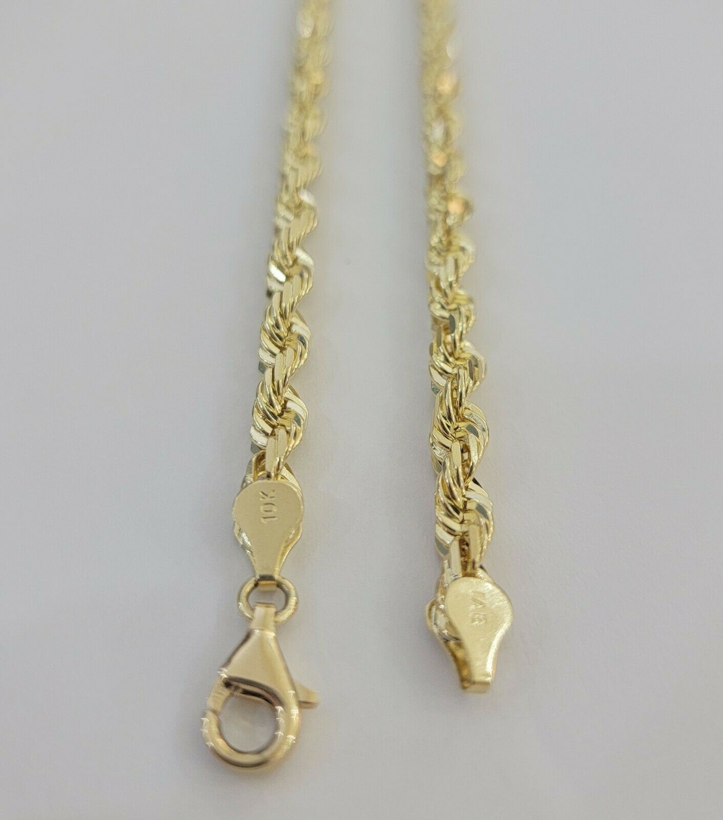 Real 10k Rope Necklace 26" Solid Chain 5mm 10kt Yellow Gld Diamond cut Men Women - GoldenlinQ