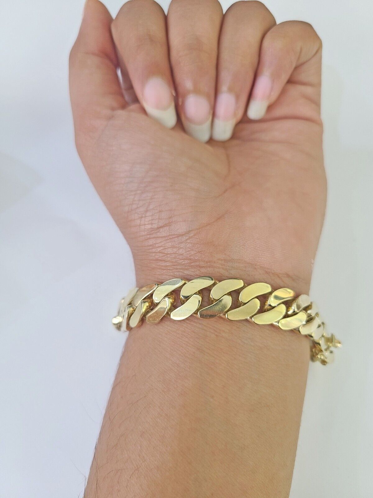 Real 10K Royal Monaco Bracelet Yellow Gold 8" Box Clasp 11mm Genuine - GoldenlinQ