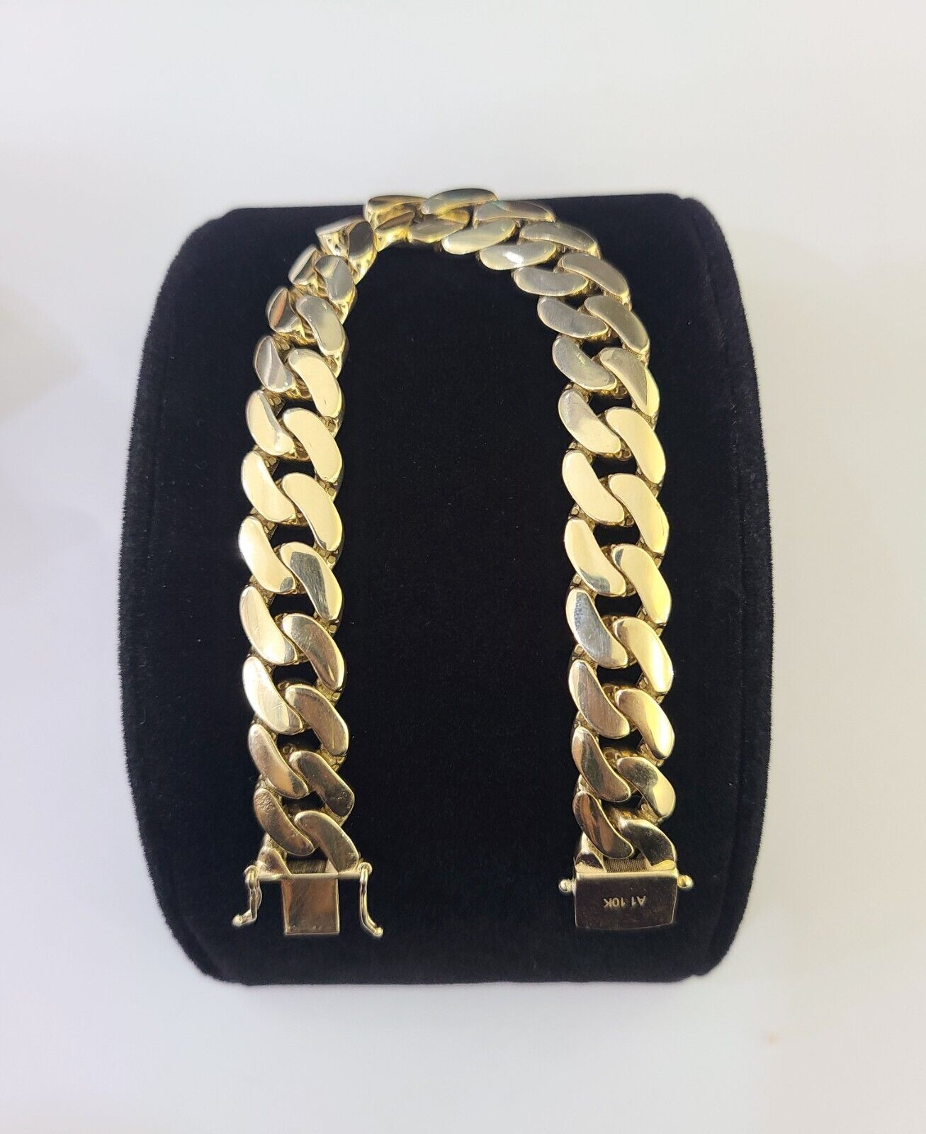 Real 10K Royal Monaco Bracelet Yellow Gold 8" Box Clasp 11mm Genuine - GoldenlinQ