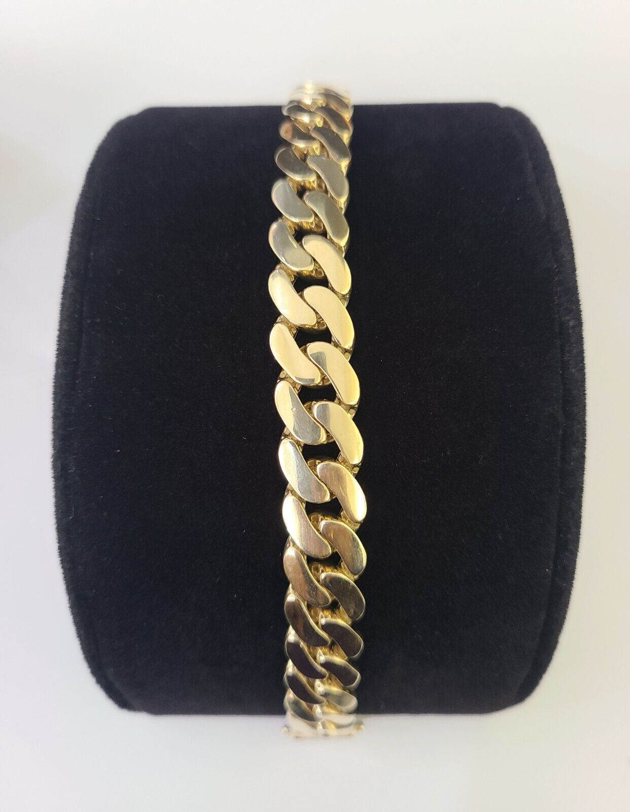 Real 10K Royal Monaco Bracelet Yellow Gold 8" Box Clasp 11mm Genuine - GoldenlinQ