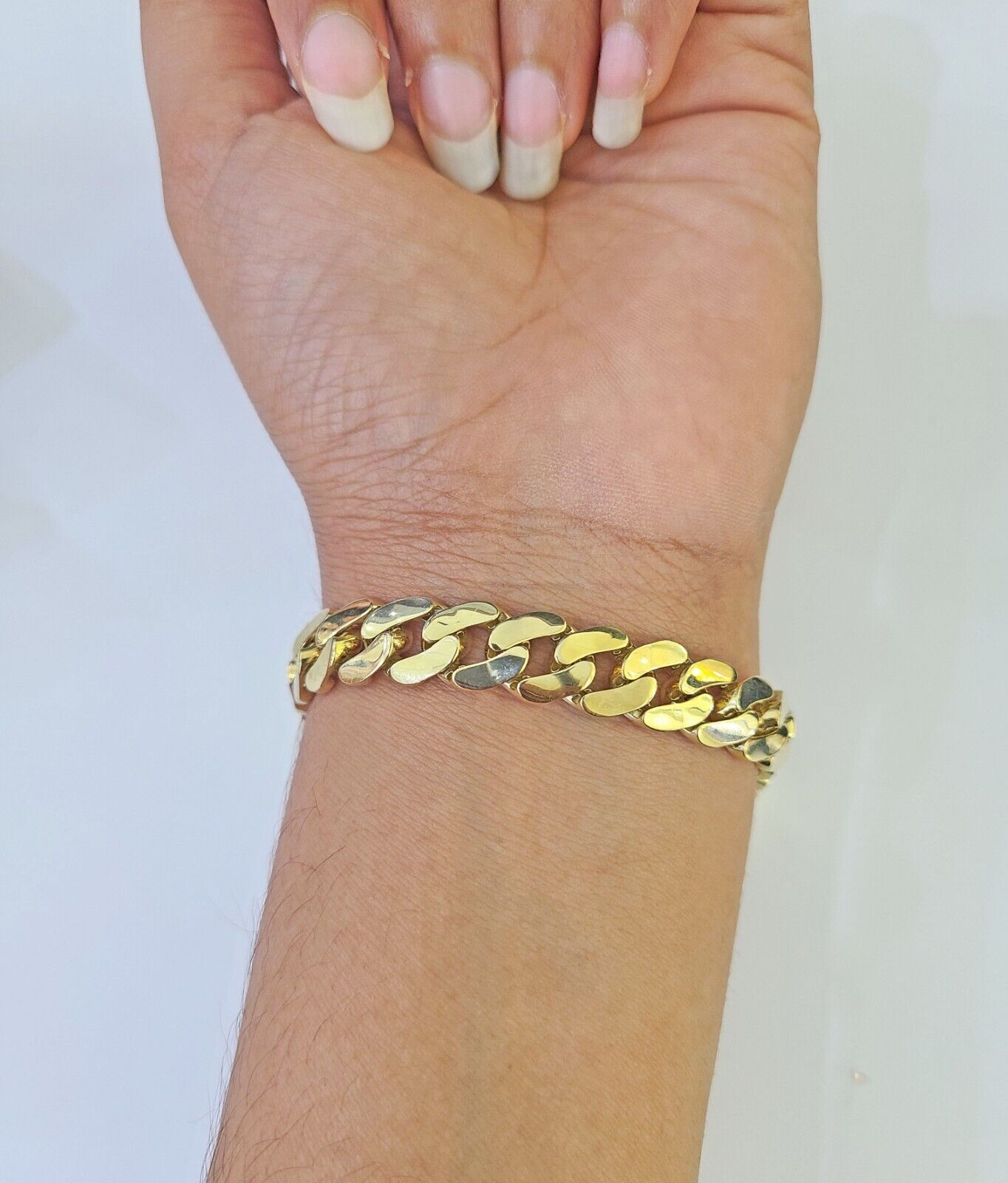 Real 10K Royal Monaco Bracelet Yellow Gold 8" Box Clasp 9mm Genuine - GoldenlinQ