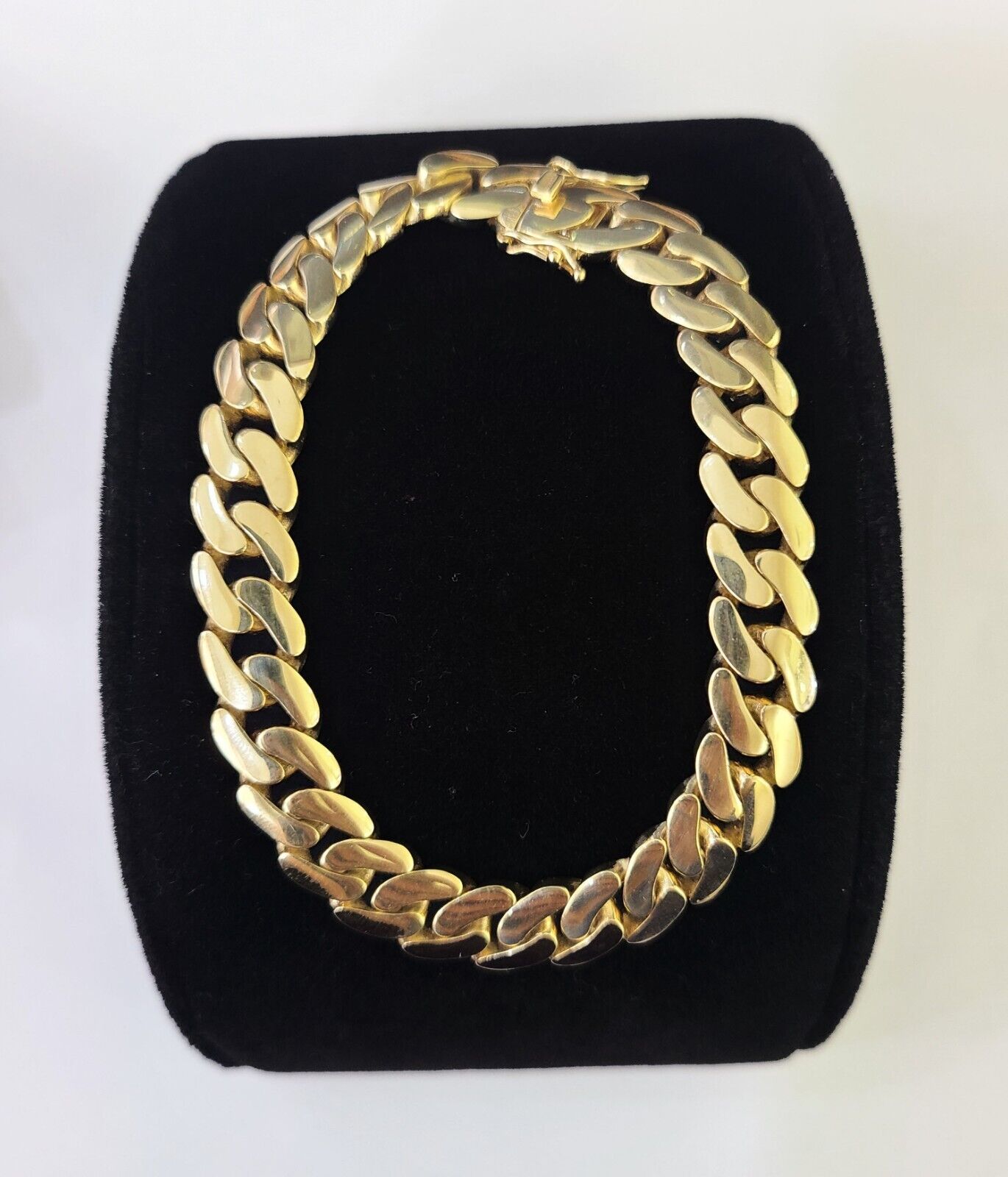 Real 10K Royal Monaco Bracelet Yellow Gold 8" Box Clasp 9mm Genuine - GoldenlinQ