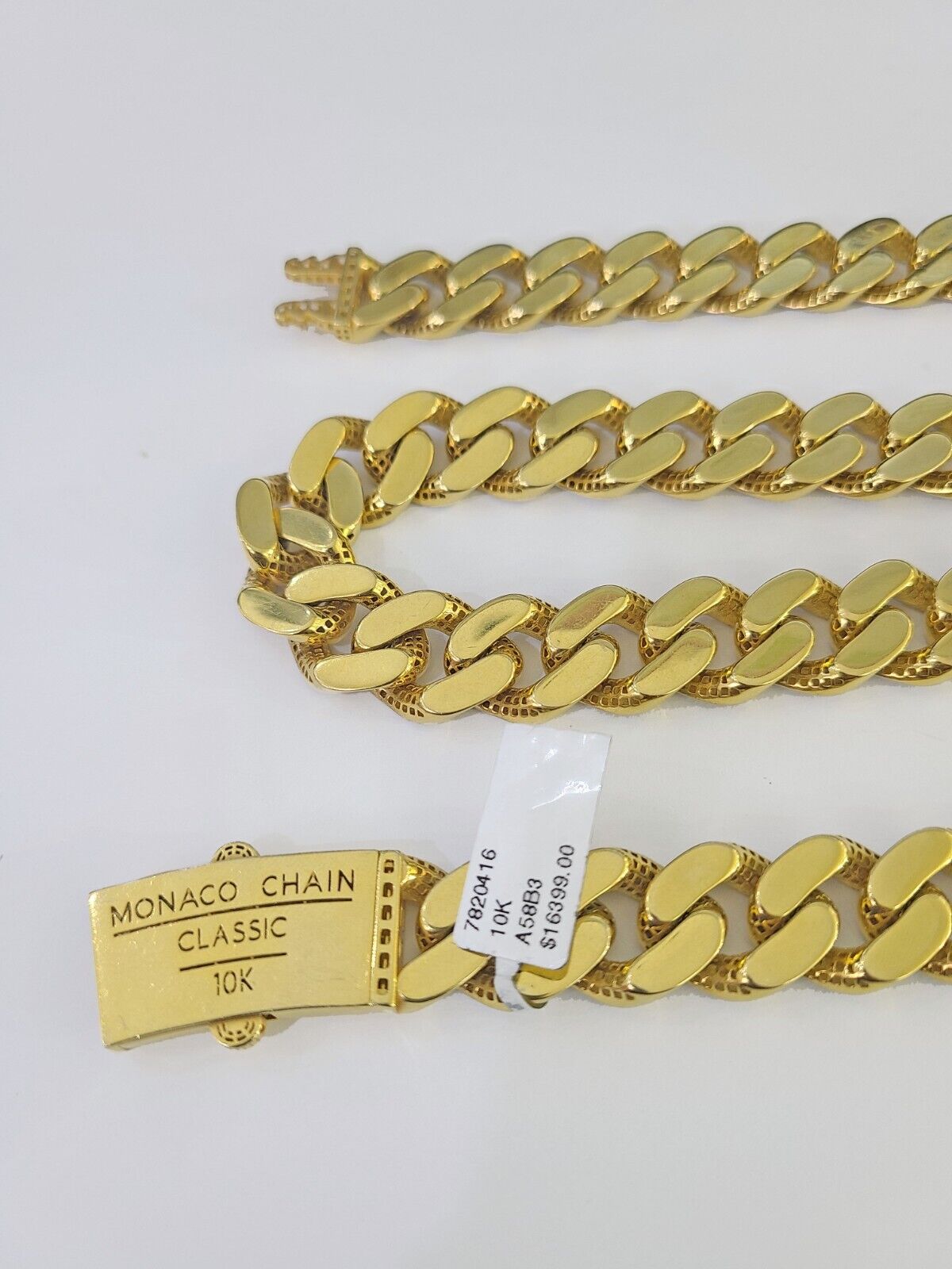 Real 10k Royal Monaco Chain 15mm Diamond Cut 24 inches Yellow Gold Necklace - GoldenlinQ