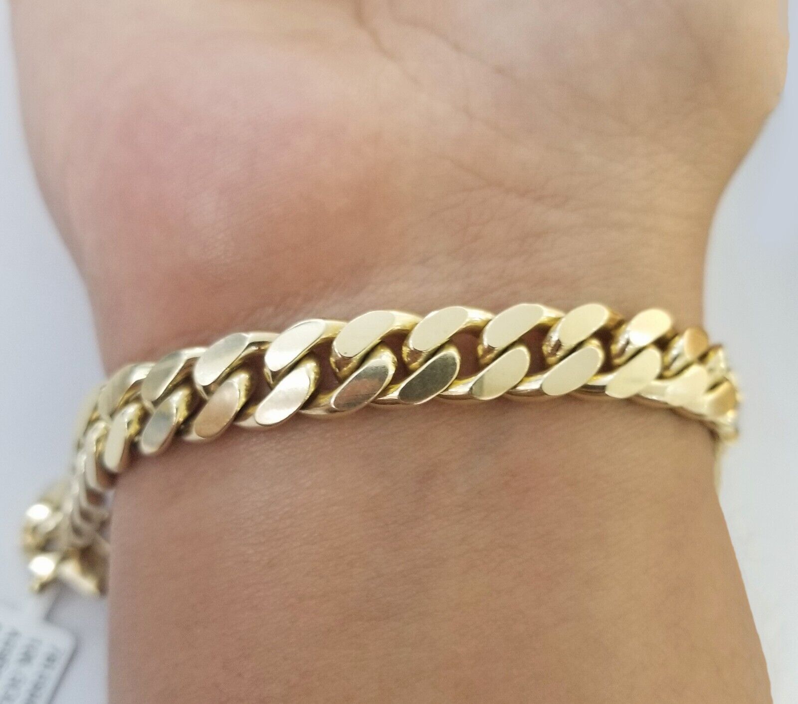 Real 10k Solid Gold Bracelet Miami Cuban Link 8.5mm 8 inch Box Lock 10kt Strong - GoldenlinQ