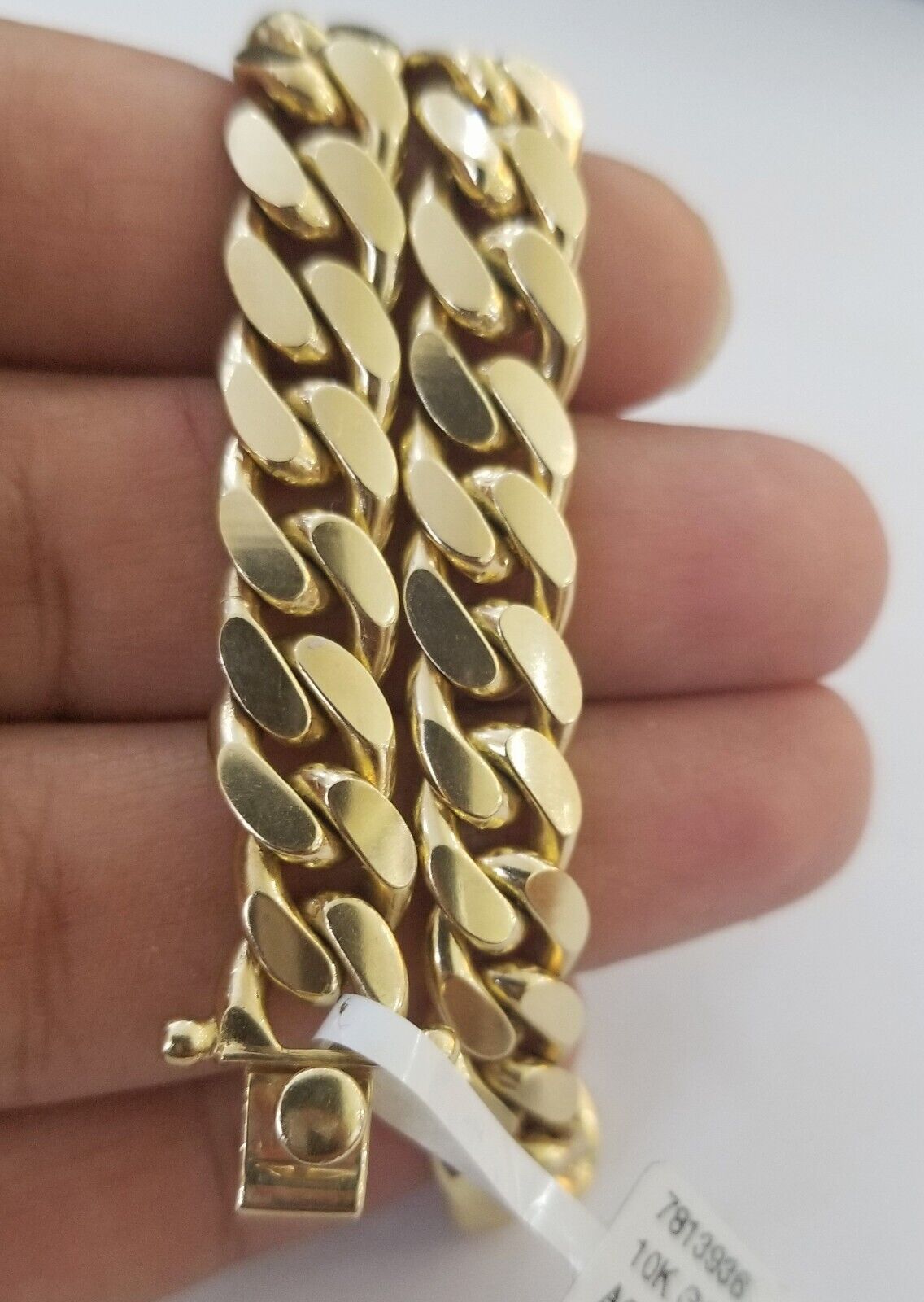 Real 10k Solid Gold Bracelet Miami Cuban Link 8.5mm 8 inch Box Lock 10kt Strong - GoldenlinQ