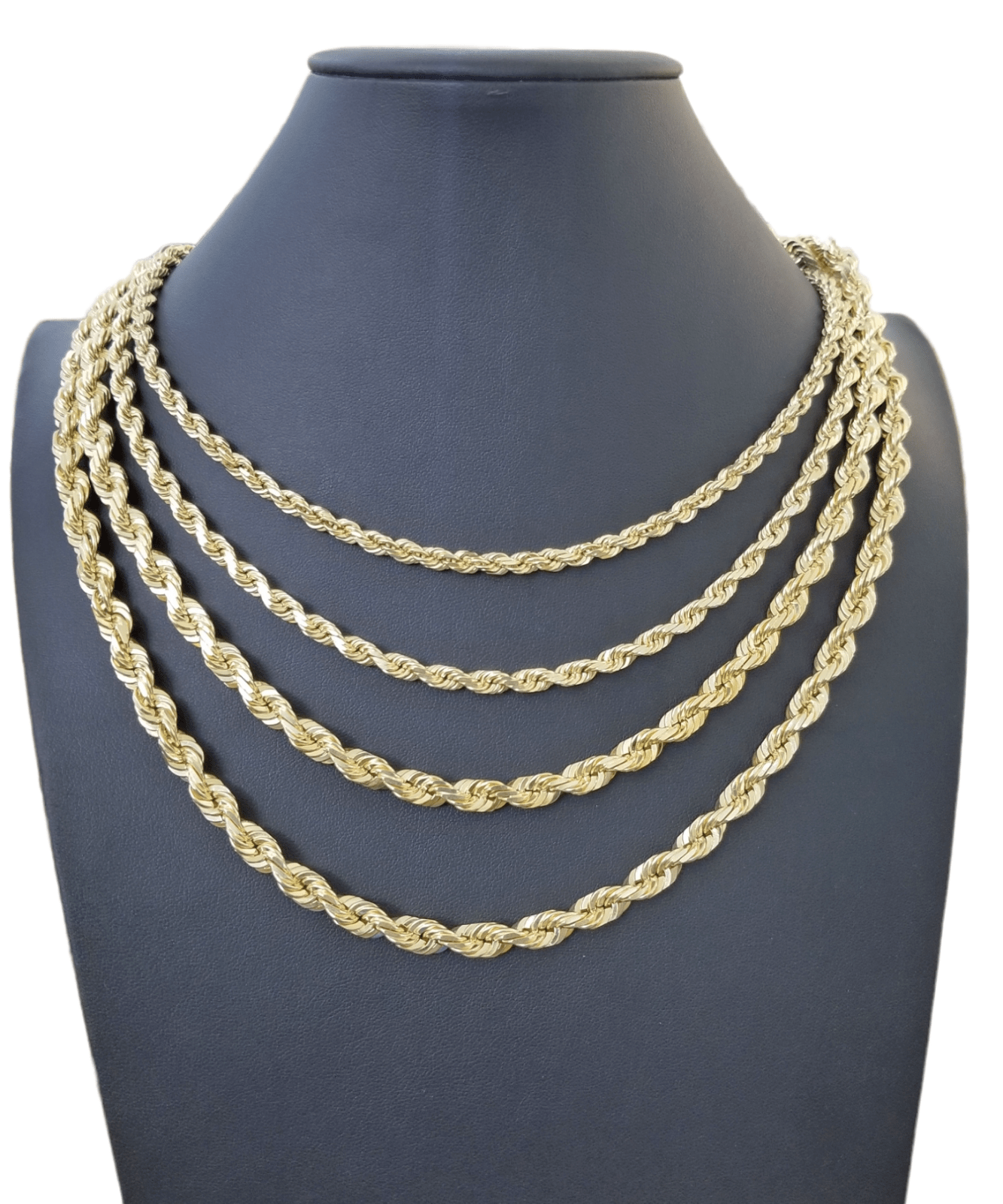 Real 10k Solid Gold Rope Chain 4mm - 7mm Necklace 22" - 30" Inch Men Women - GoldenlinQ