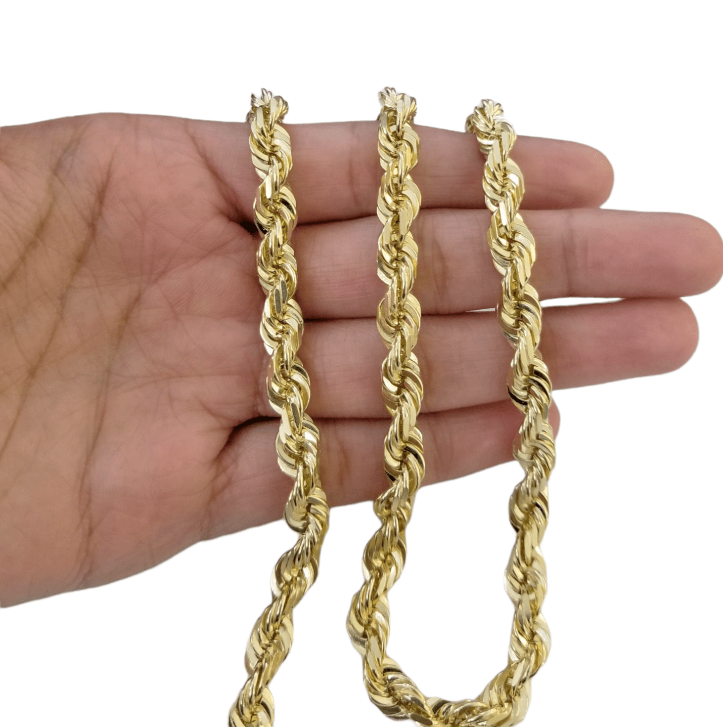 Real 10k Solid Gold Rope Chain 4mm - 7mm Necklace 22" - 30" Inch Men Women - GoldenlinQ