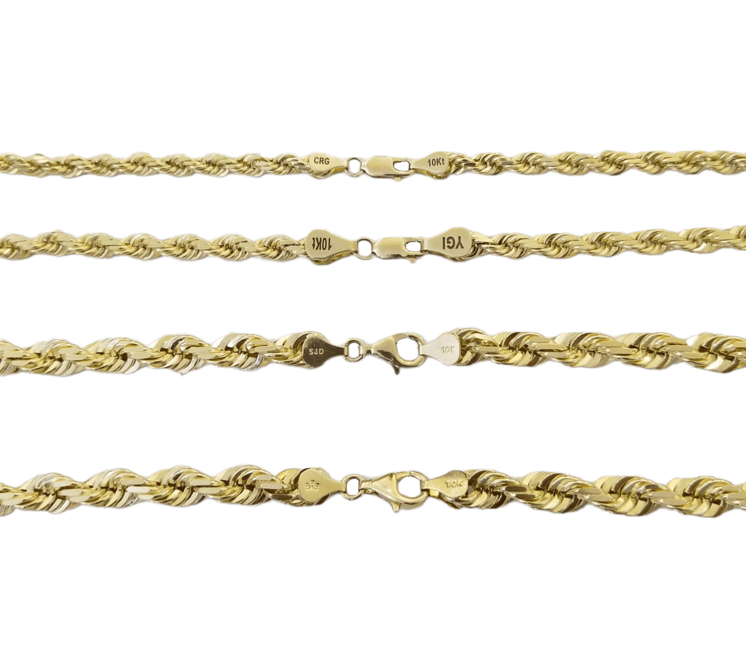 Real 10k Solid Gold Rope Chain 4mm - 7mm Necklace 22" - 30" Inch Men Women - GoldenlinQ