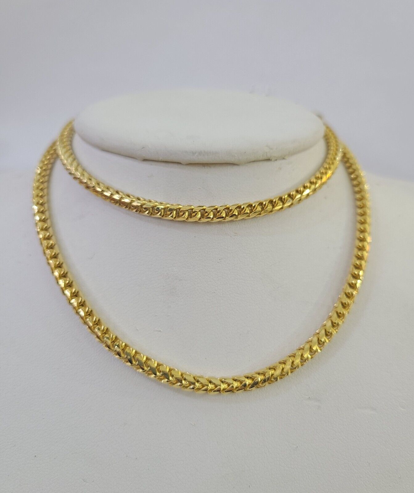 Real 10k Solid Palm Chain Yellow Gold 3mm Men Women Necklace 24" Genuine - GoldenlinQ
