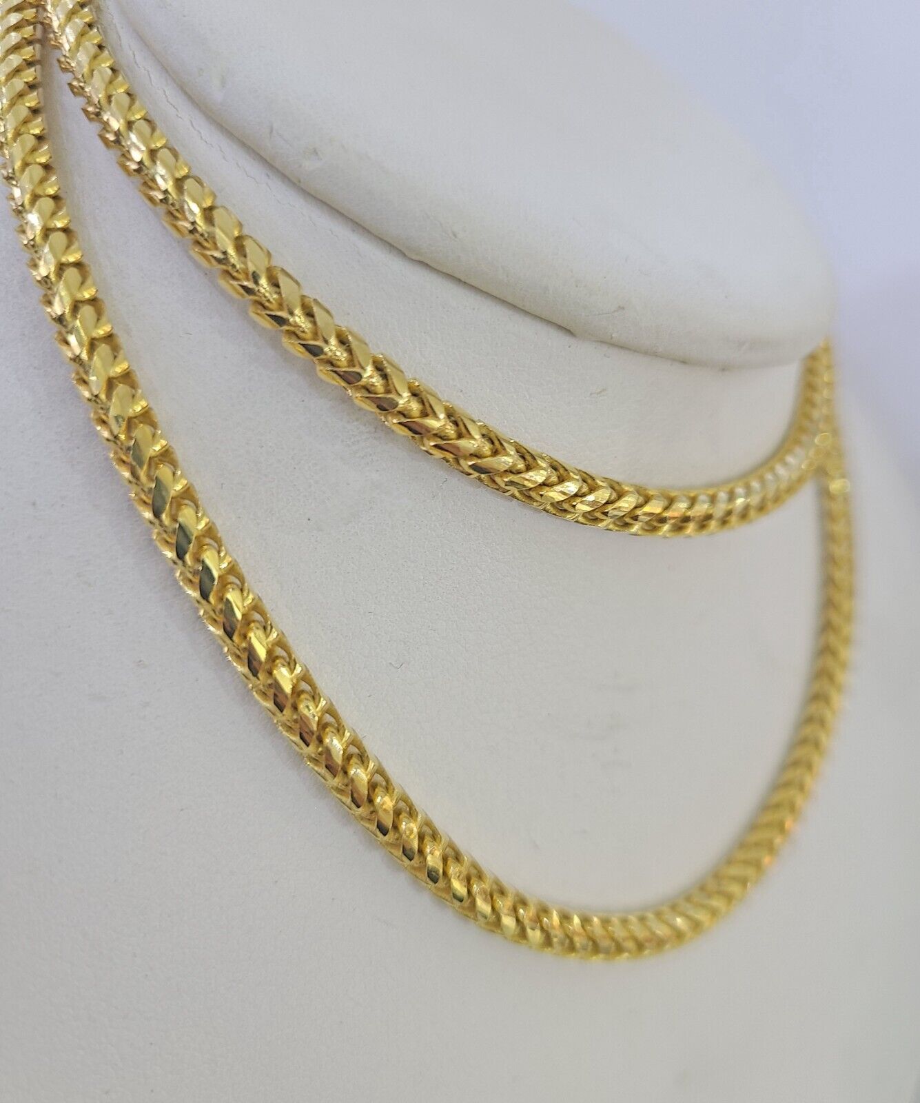 Real 10k Solid Palm Chain Yellow Gold 3mm Men Women Necklace 24" Genuine - GoldenlinQ