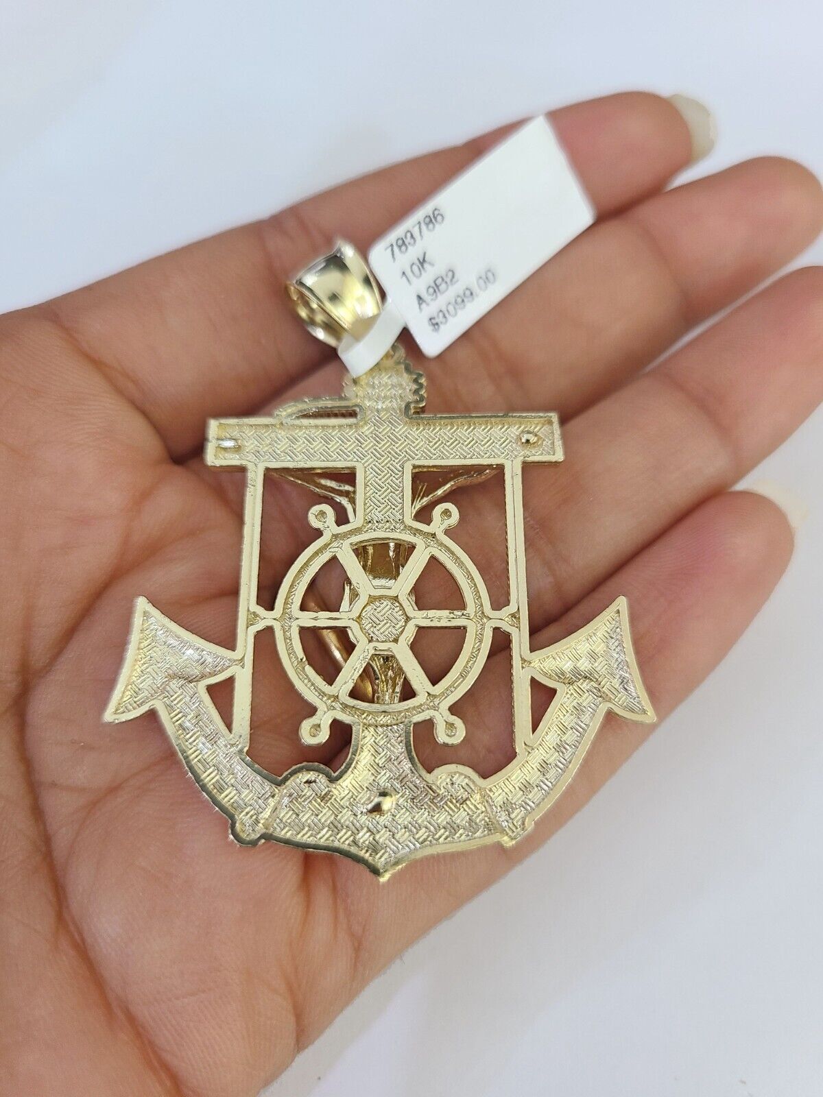 Real 10k Solid Rope Chain Jesus Anchor Charm Set 3mm 20" - 30" Inch Necklace Gold - GoldenlinQ