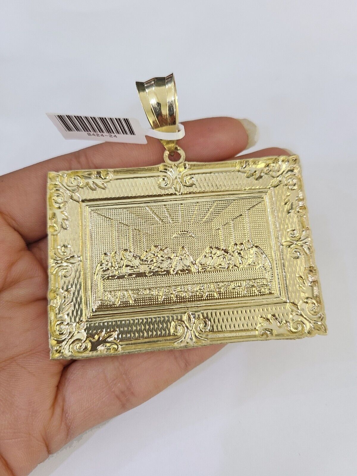 Real 10k Solid Rope Chain Last Supper Charm Set 6mm 20" - 30" Inch Necklace Gold - GoldenlinQ