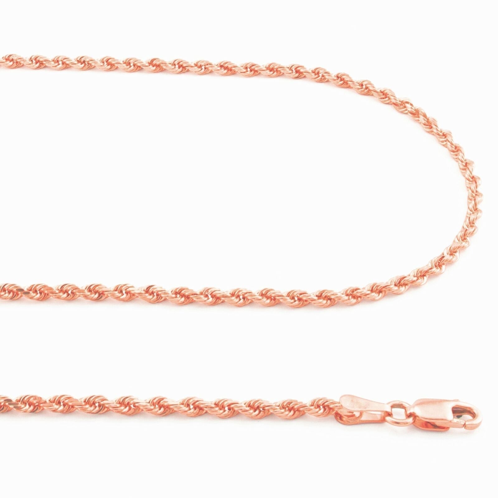 Real 10K Solid Rose Gold Rope Chain 4 - 6mm Necklace 18 - 24'' inches Lobster Lock - GoldenlinQ
