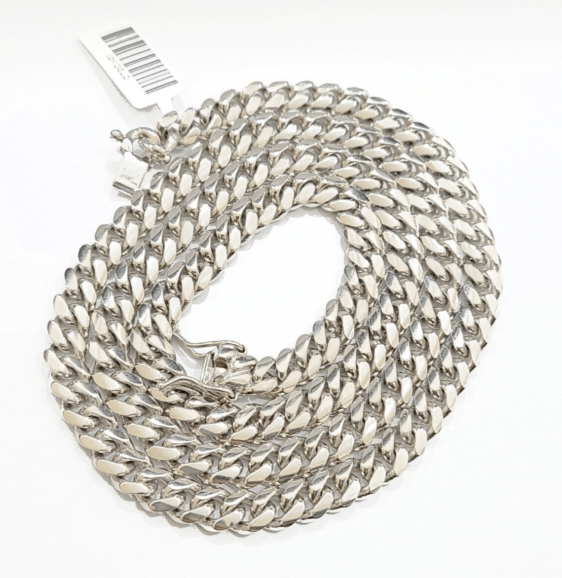 Real 10k Solid White Gold Necklace Miami Cuban Chain 7mm 24" inch 10kt Unisex - GoldenlinQ