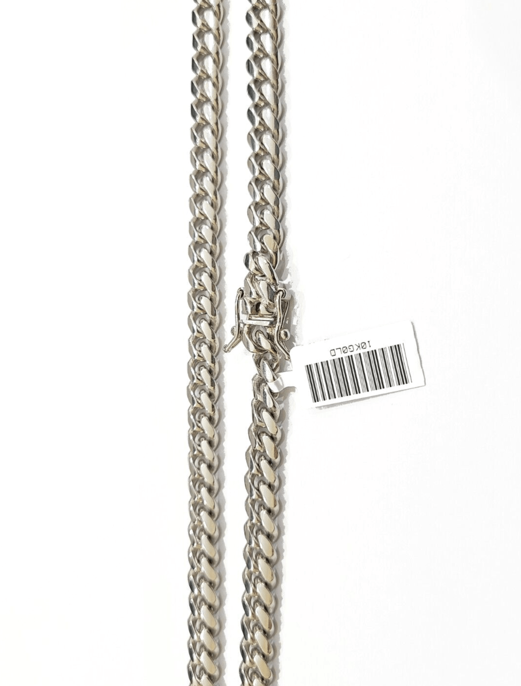 Real 10k Solid White Gold Necklace Miami Cuban Chain 7mm 24" inch 10kt Unisex - GoldenlinQ