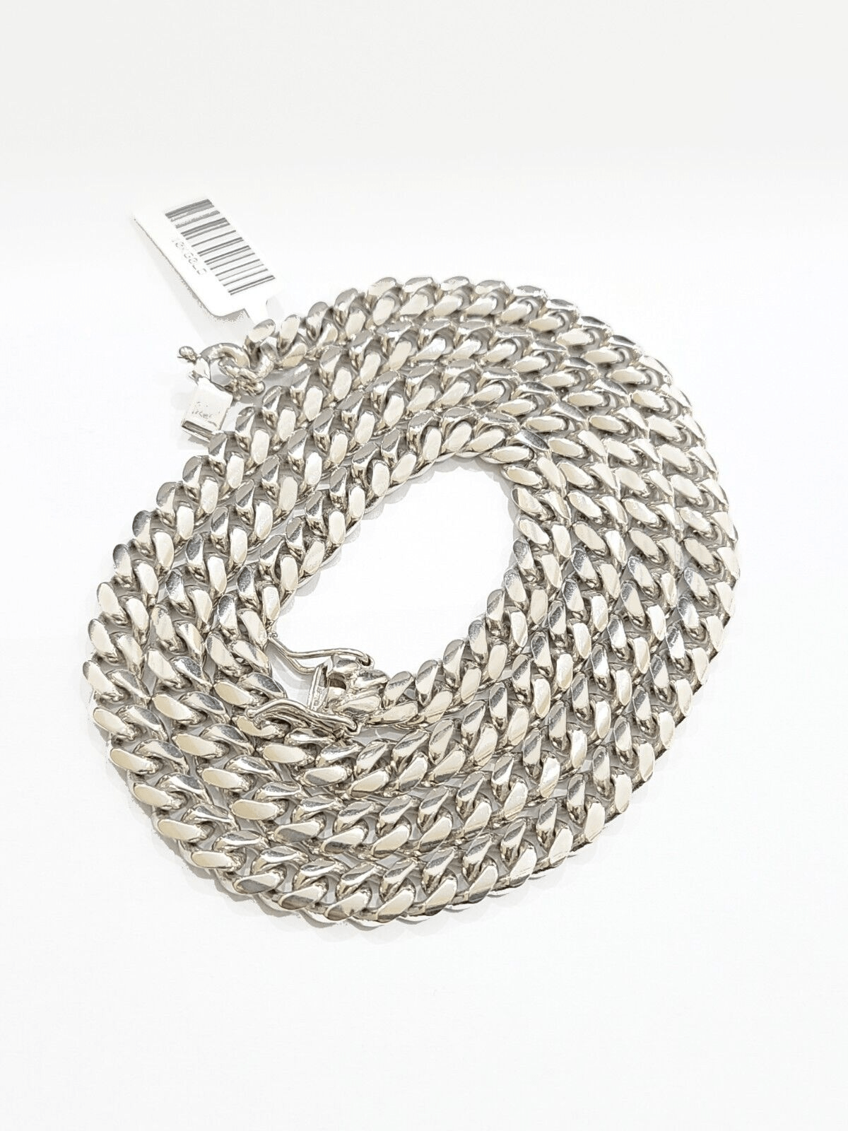 Real 10k Solid White Gold Necklace Miami Cuban Chain 7mm 26" inch 10kt Unisex - GoldenlinQ