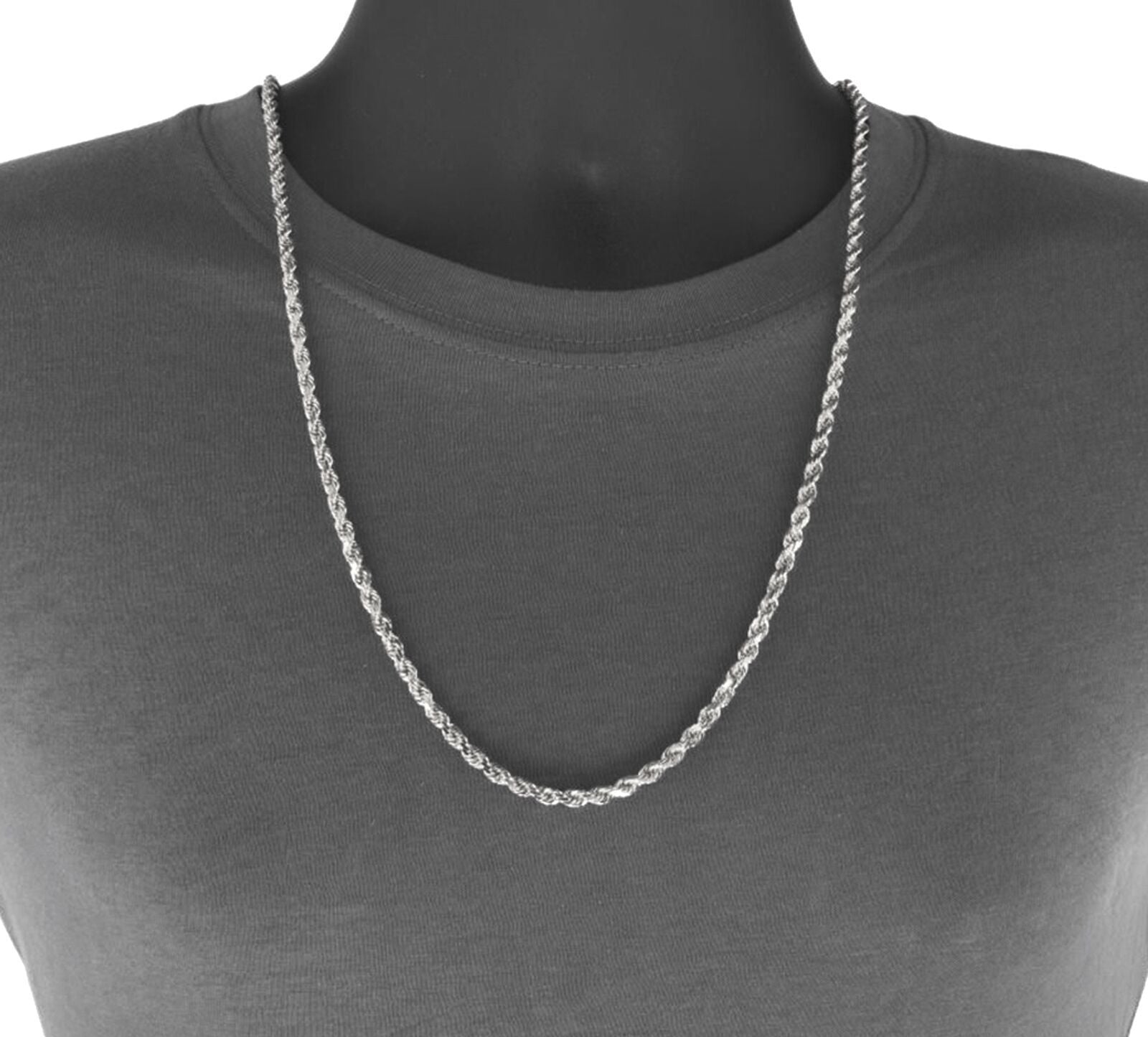 Real 10K Solid White Gold Rope Chain 6mm Necklace 22'' Inches Lobster Lock 10kt - GoldenlinQ