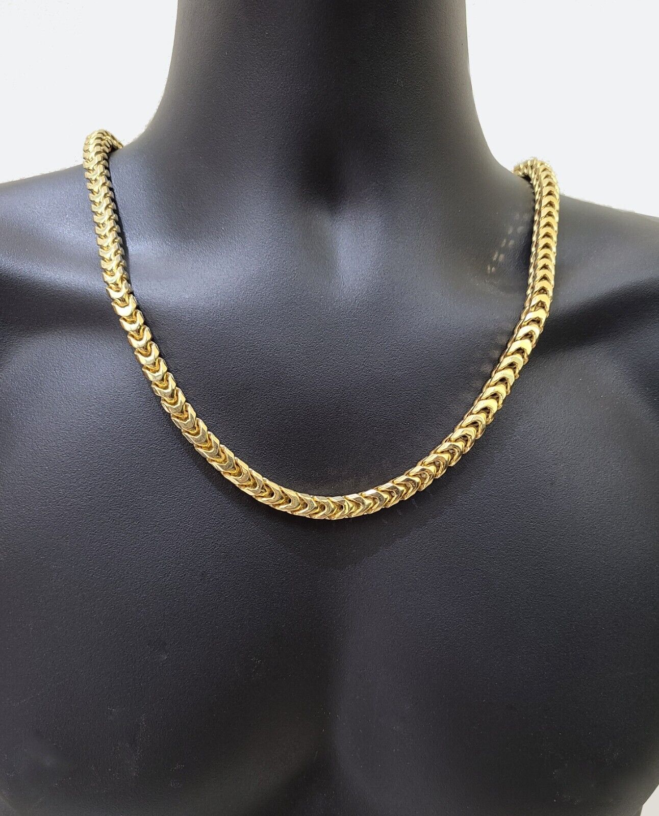 Real 10k Solid Yellow Gold Franco Chain 7mm 26" Inch 10kt Necklace Lobster Lock - GoldenlinQ
