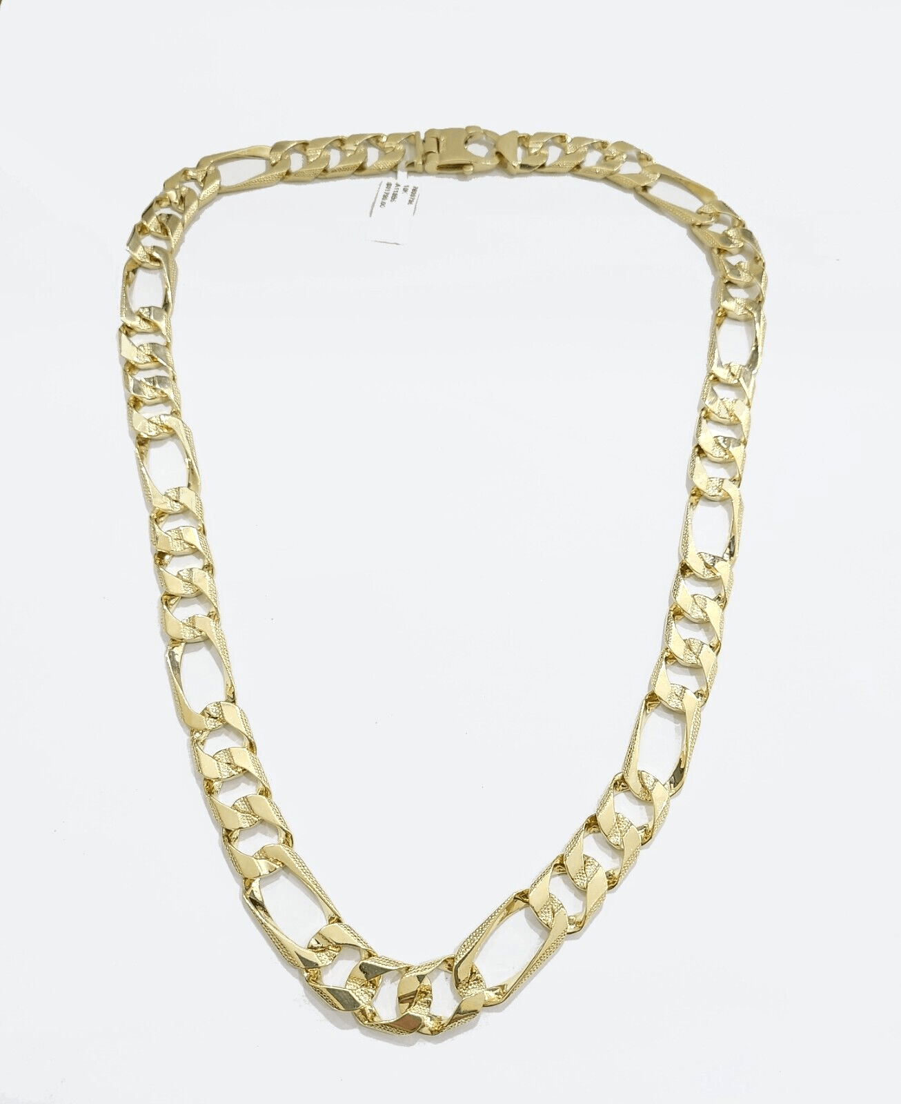 Real 10k Solid Yellow Gold Necklace 13mm Figaro Chain 24'' inches Unisex - GoldenlinQ