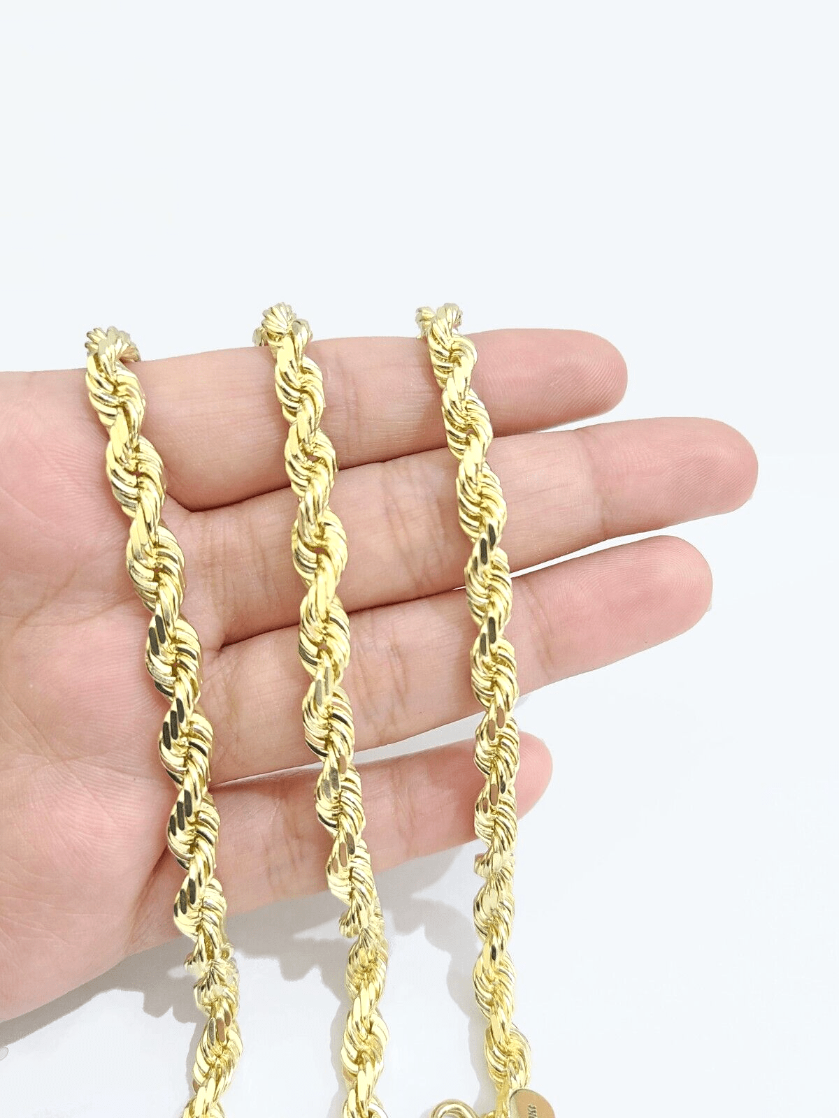 Real 10k Solid Yellow Gold Necklace Rope Chain 6mm 24" inch 10kt Unisex Chain - GoldenlinQ