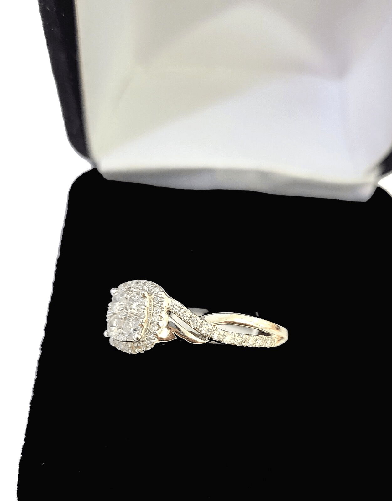 REAL 10k White Gold Diamond Ring 0.75 CT Square Shaped Ladies Engagement Wedding - GoldenlinQ