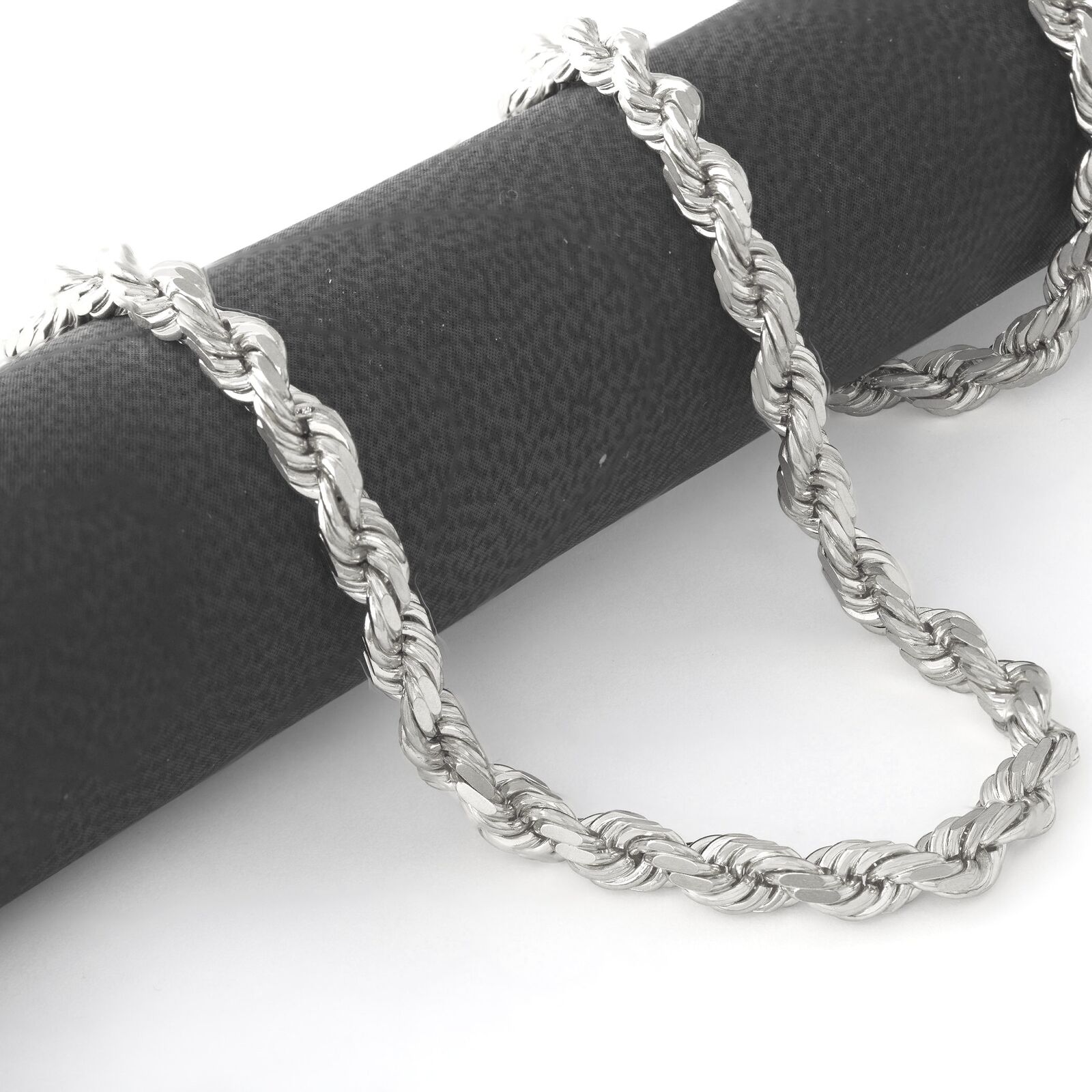 Real 10K White Gold Rope Chain 6mm Necklace 20'' Inches Lobster Lock 10kt - GoldenlinQ