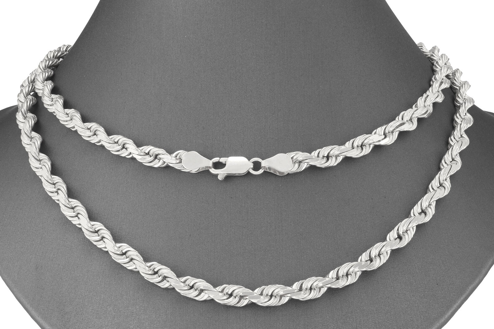 Real 10K White Gold Rope Chain 6mm Necklace 22'' Inches Lobster Lock 10kt - GoldenlinQ