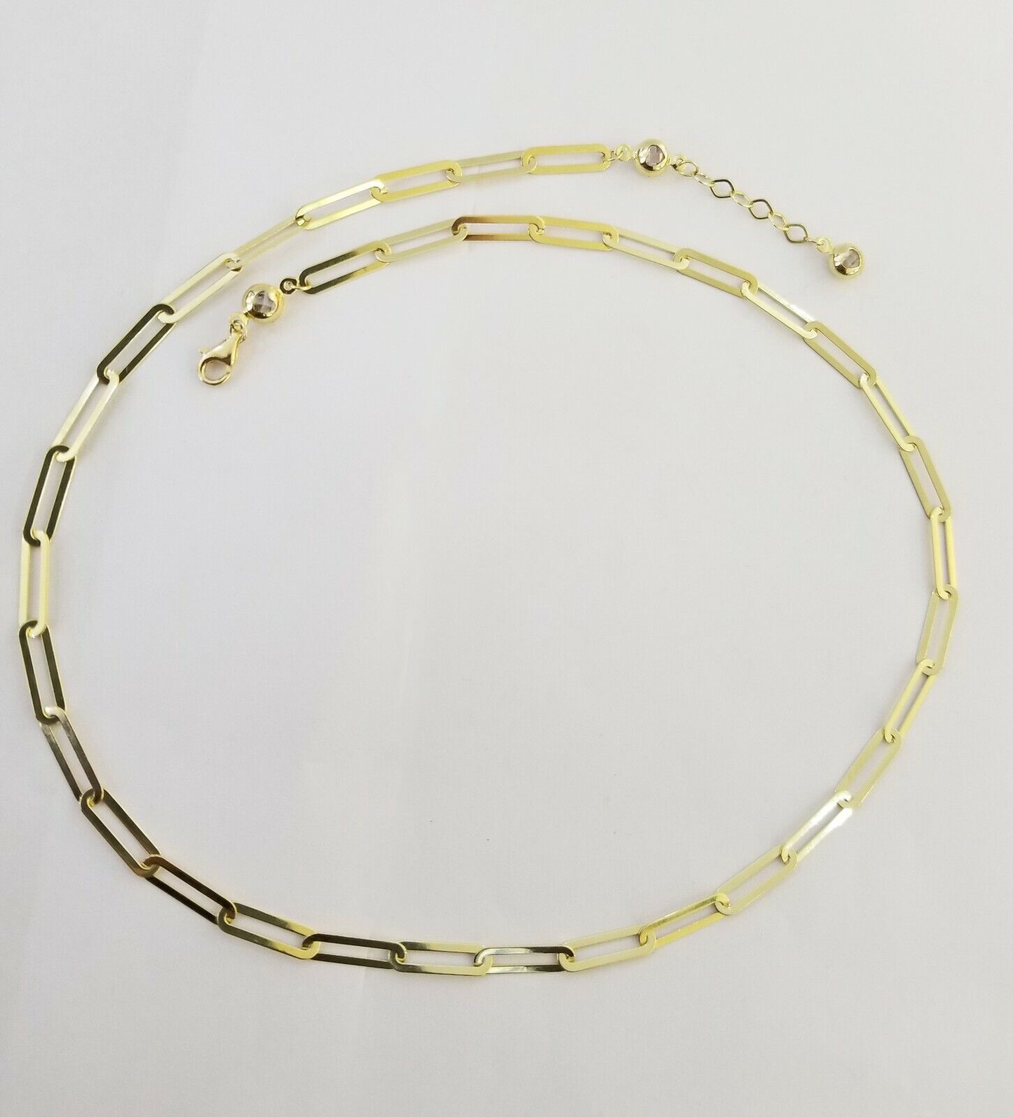Real 10k Women Paperclip Chain 4mm 18" lobster Clasp,10kt yellow Gold necklace - GoldenlinQ