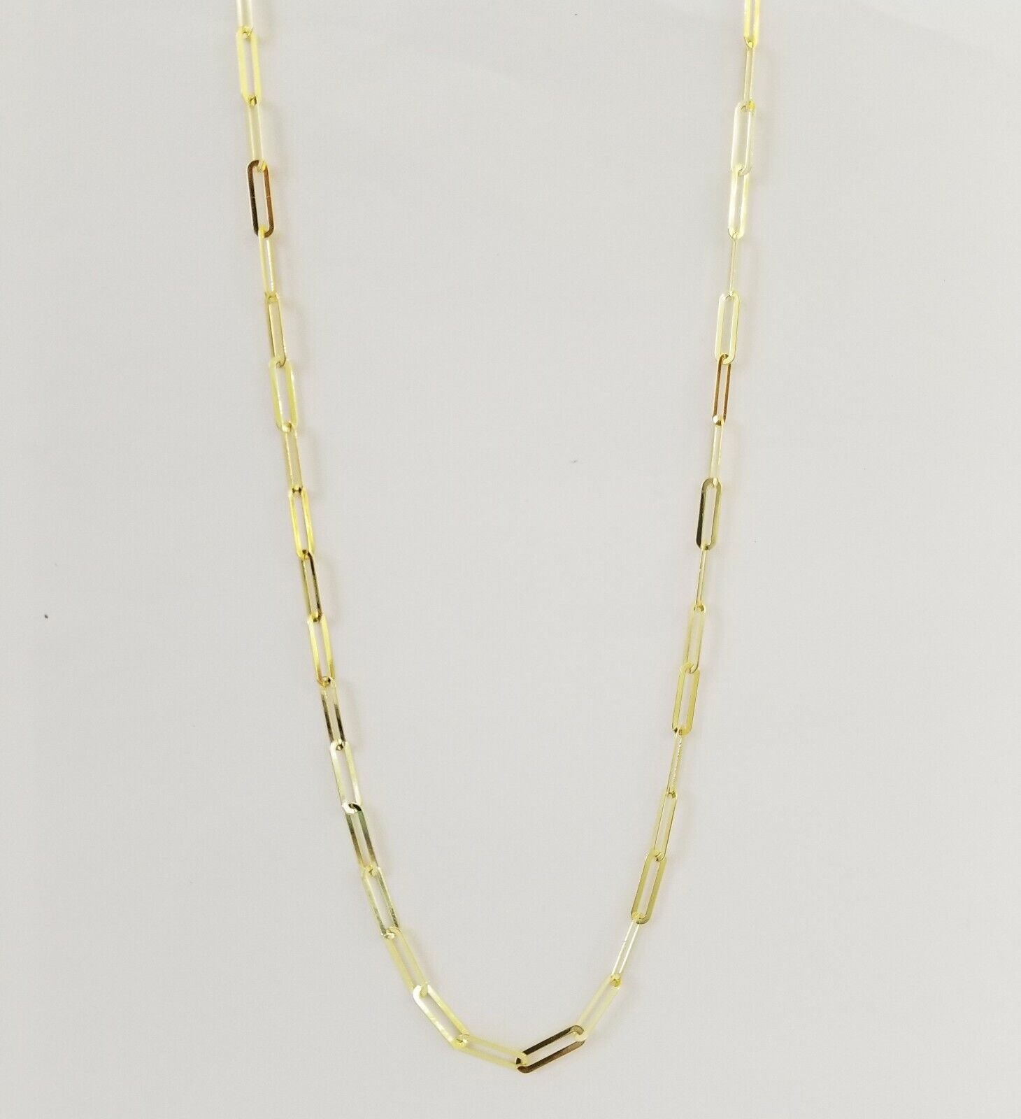 Real 10k Women Paperclip Chain 4mm 18" lobster Clasp,10kt yellow Gold necklace - GoldenlinQ