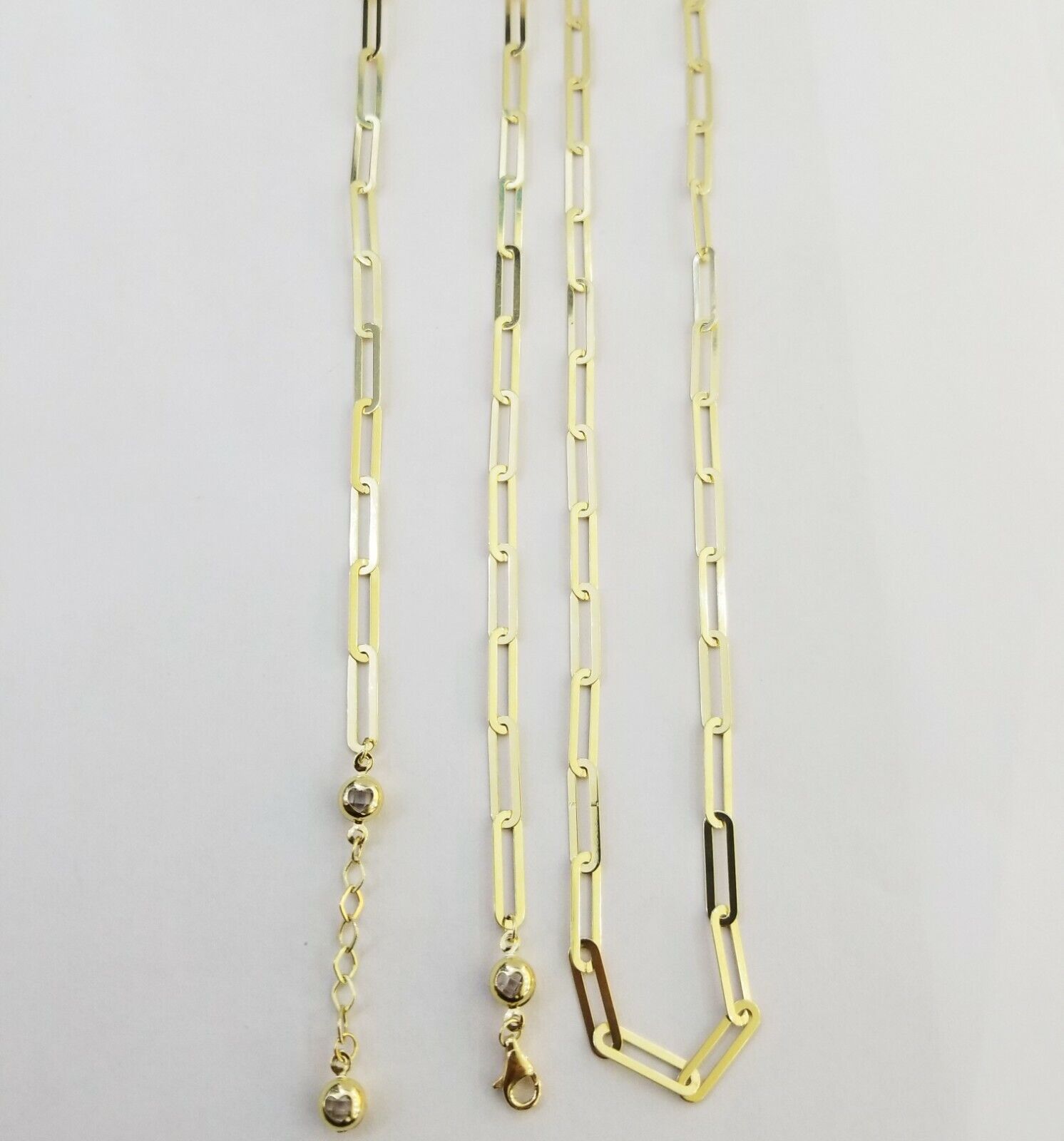 Real 10k Women Paperclip Chain 4mm 18" lobster Clasp,10kt yellow Gold necklace - GoldenlinQ