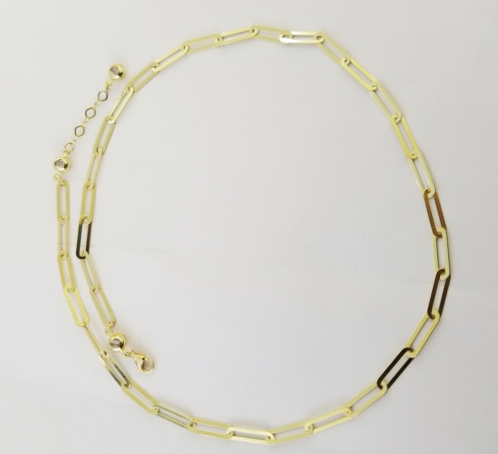 Real 10k Women Paperclip Necklace 20" 4mm lobster Clasp Yellow Gold Chain - GoldenlinQ