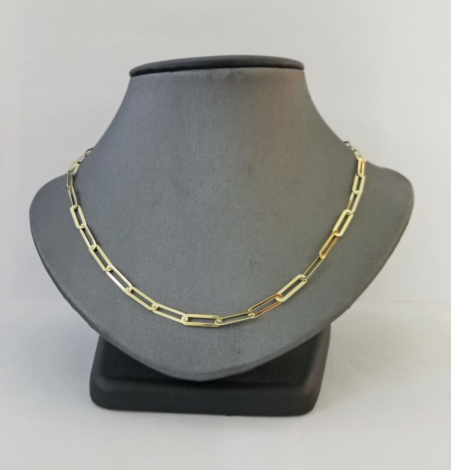 Real 10k Women Paperclip Necklace 20" 4mm lobster Clasp Yellow Gold Chain - GoldenlinQ