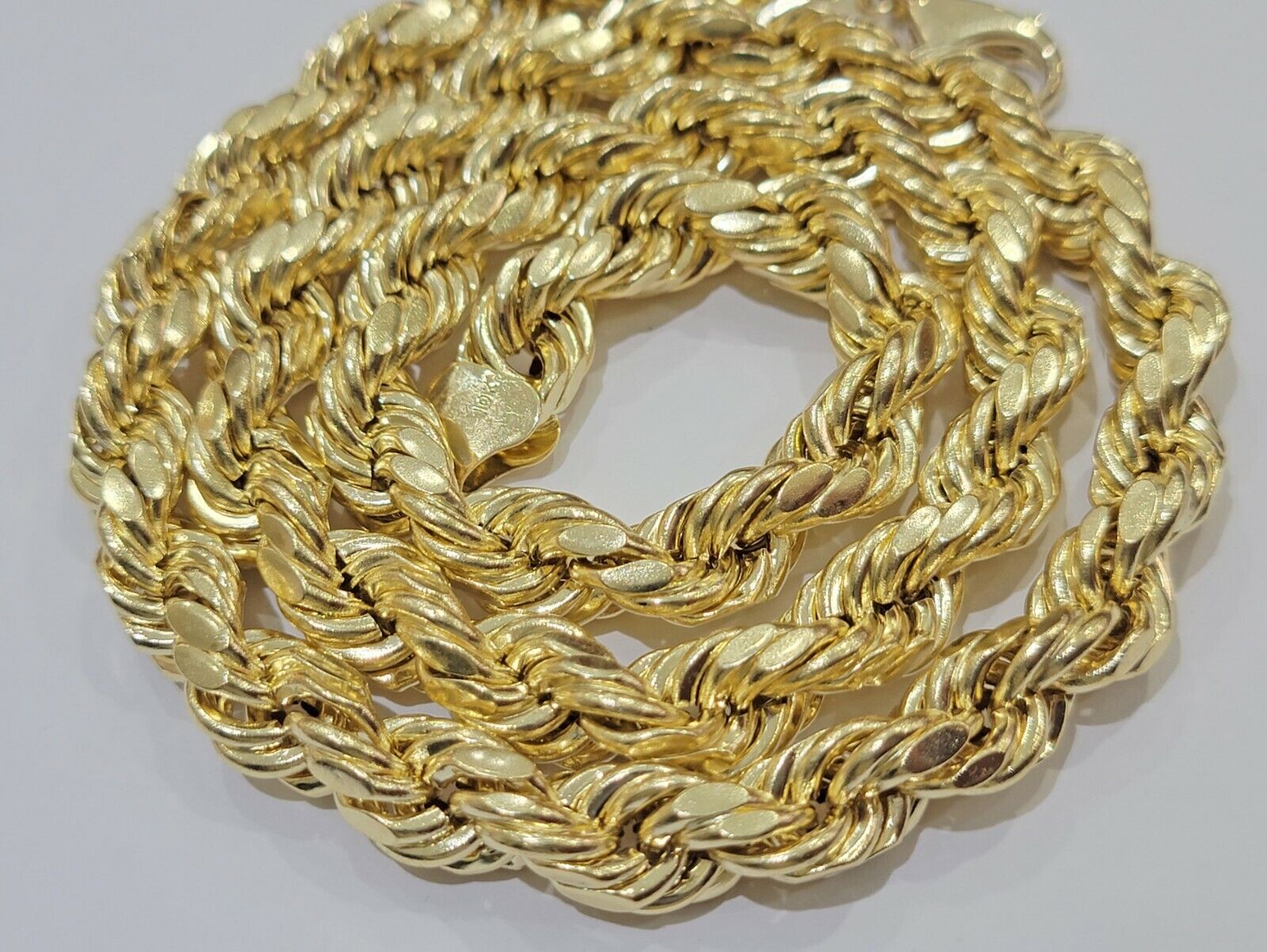 Real 10K Yellow Gold 10mm Rope Chain 24" Inch Thick Men - GoldenlinQ