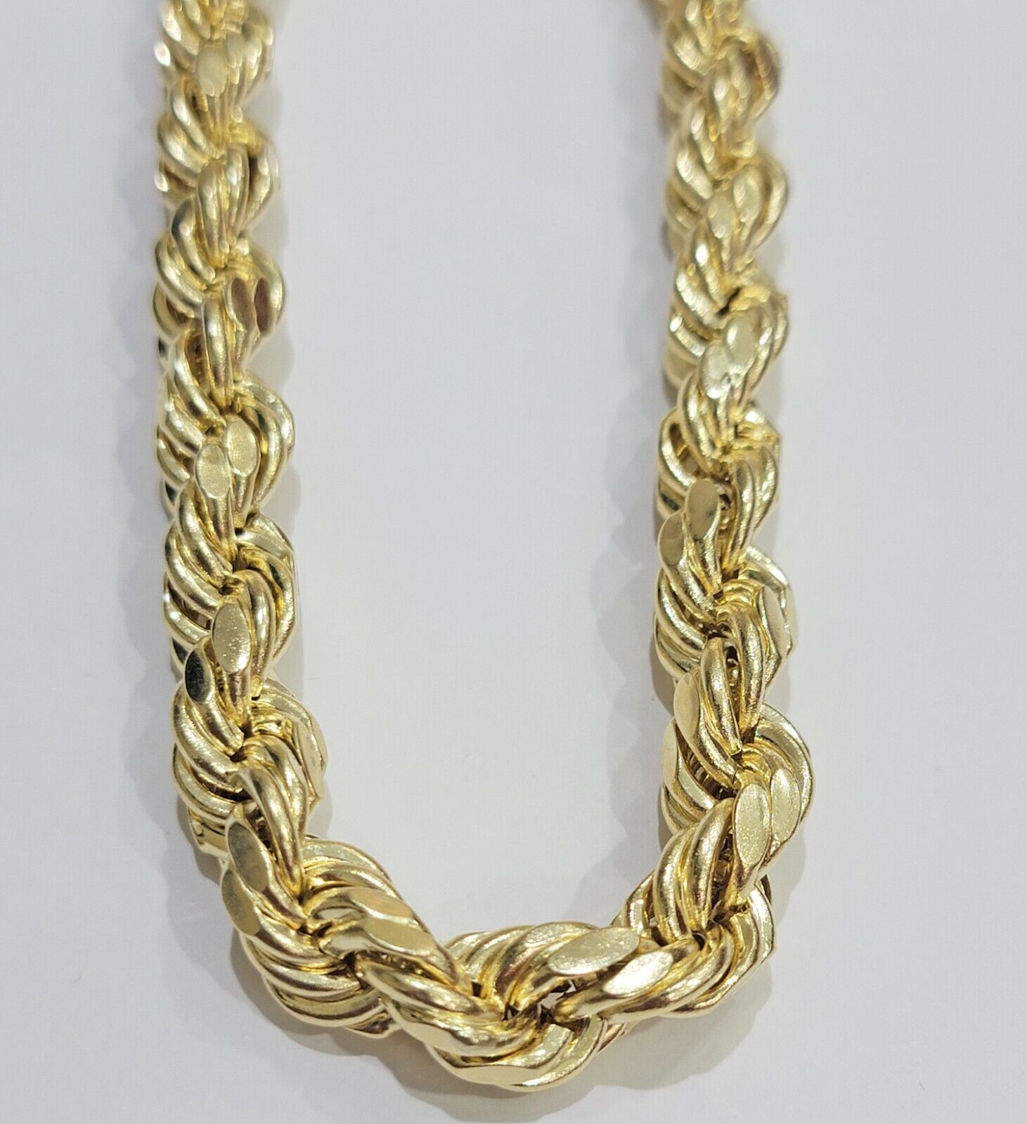 Real 10K Yellow Gold 10mm Rope Chain 24" Inch Thick Men - GoldenlinQ
