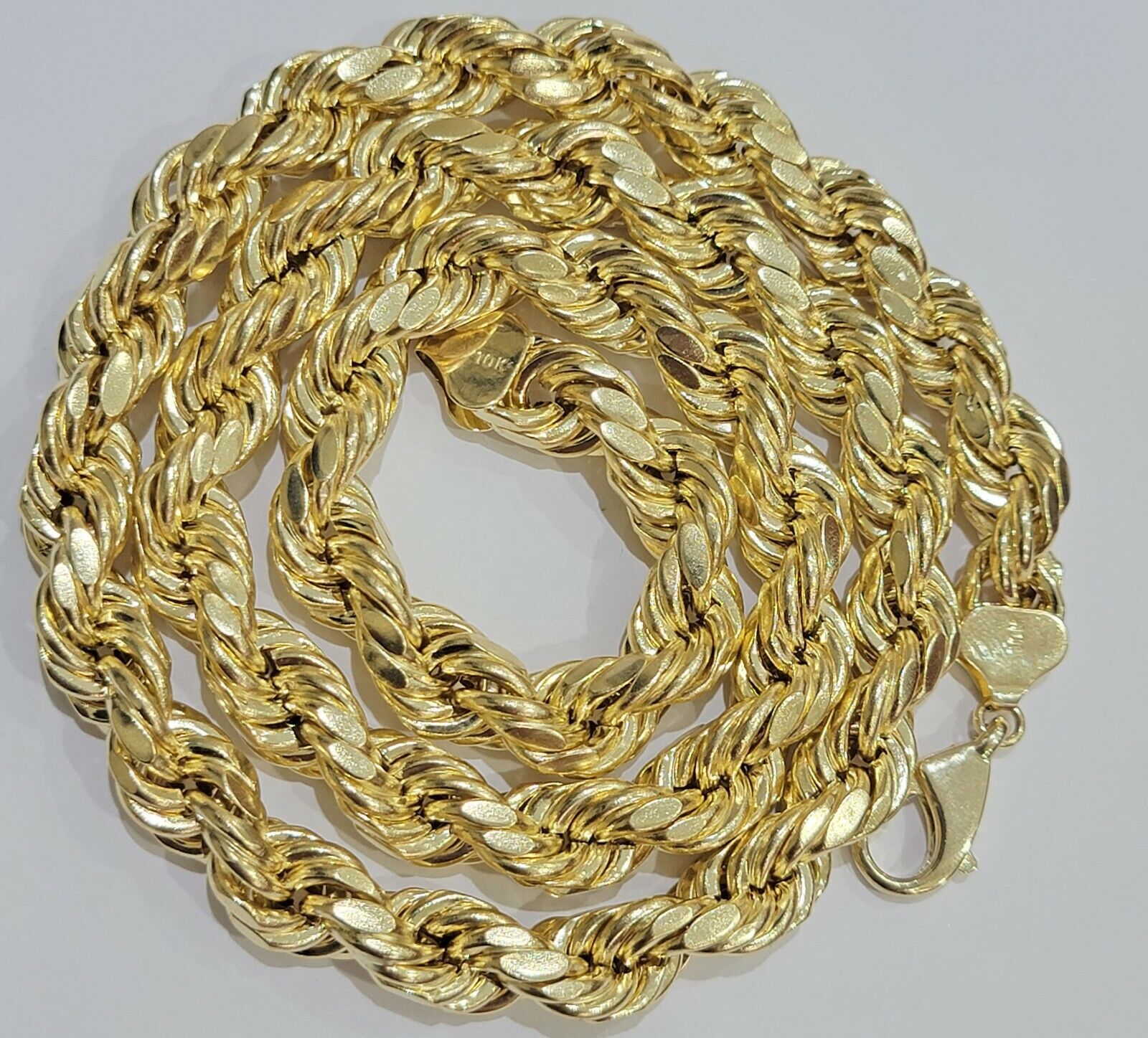 Real 10K Yellow Gold 10mm Rope Chain 24" Inch Thick Men - GoldenlinQ