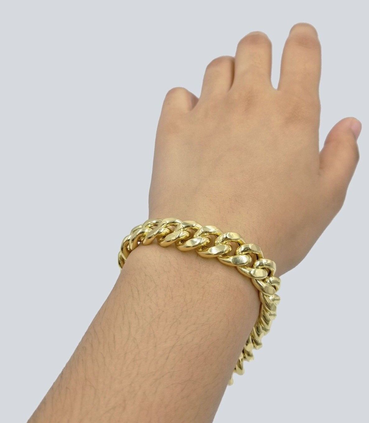 Real 10k Yellow Gold 11mm Miami Cuban Link Bracelet 9" inch For Men's - GoldenlinQ