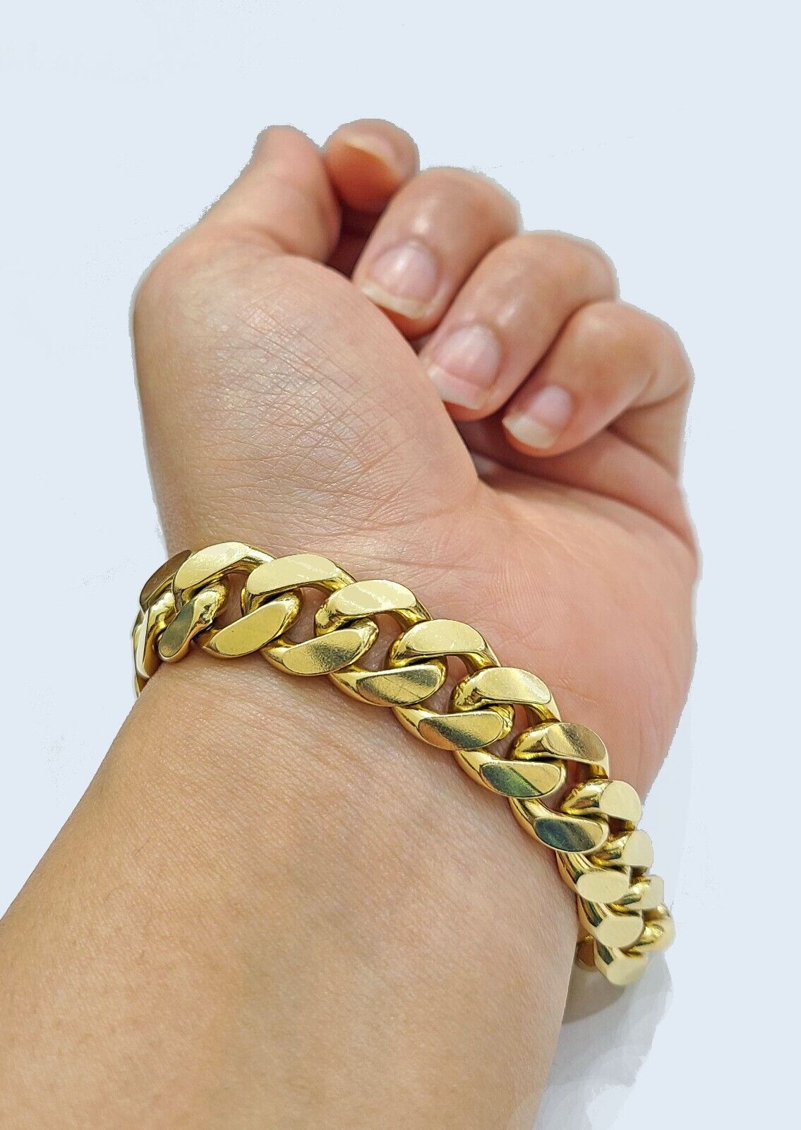 Real 10k Yellow Gold 13mm Miami Cuban Link Bracelet 8.5 ''inch 10kt Unisex - GoldenlinQ