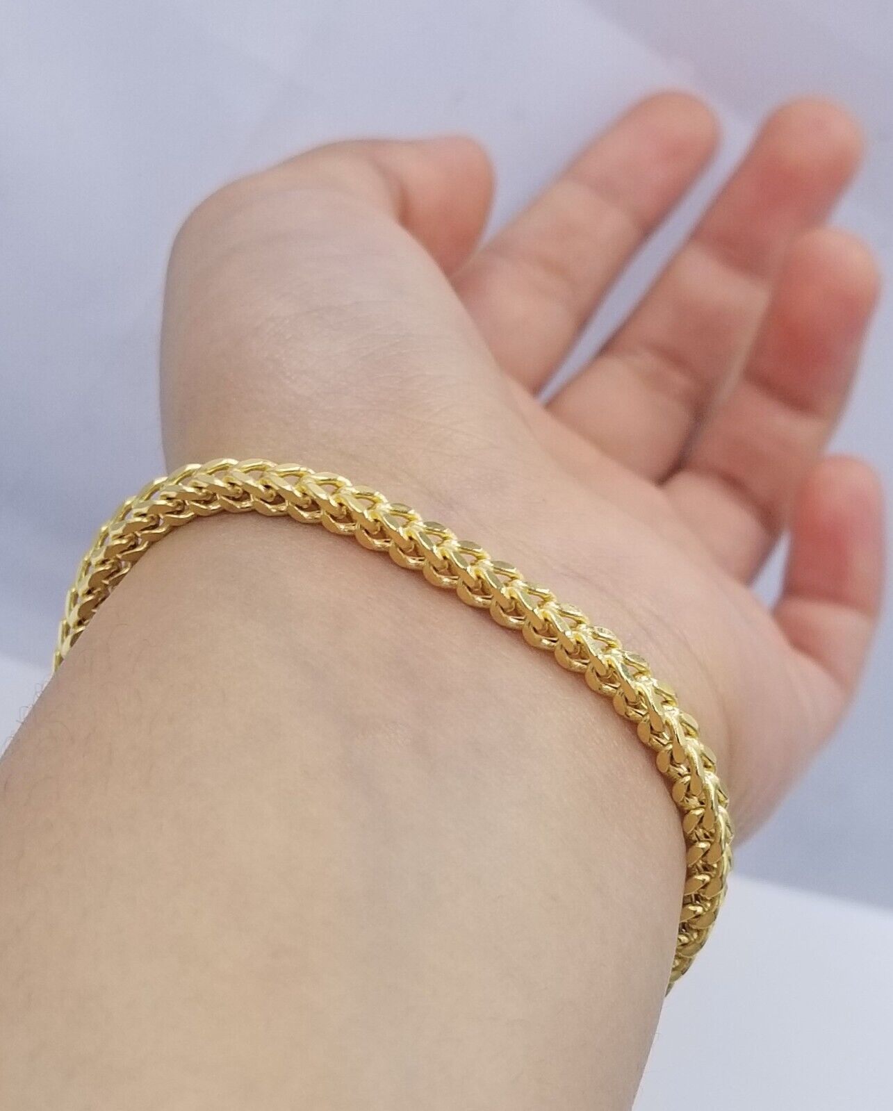 Real 10k Yellow Gold 3mm Franco Bracelet 8" inch 10kt Unisex Men Women - GoldenlinQ