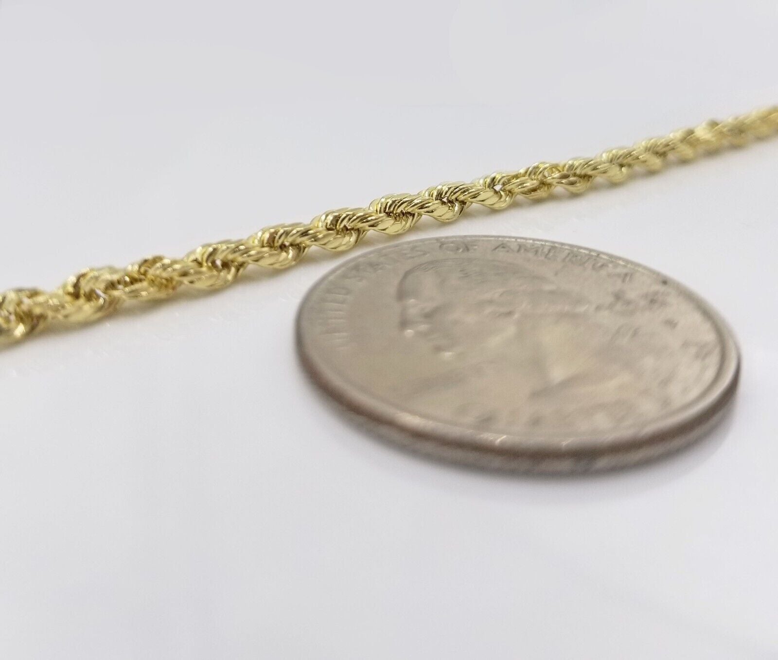 Real 10k Yellow Gold 3mm Rope Chain 18 - 28 inch Necklace And Jesus Head Pendant - GoldenlinQ