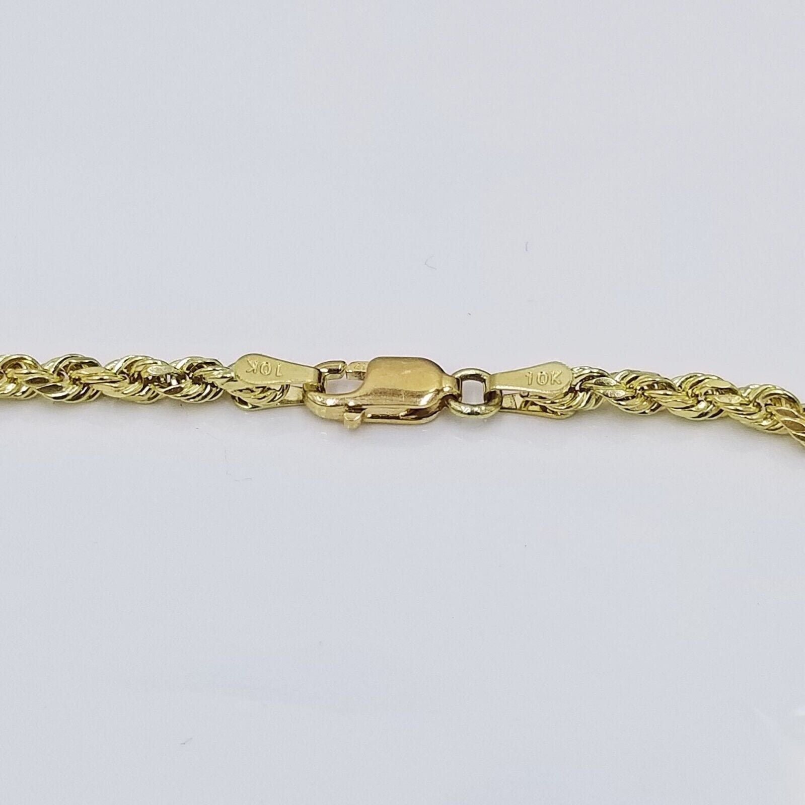 Real 10k Yellow Gold 3mm Rope Chain 18 - 28 inch Necklace And Jesus Head Pendant - GoldenlinQ