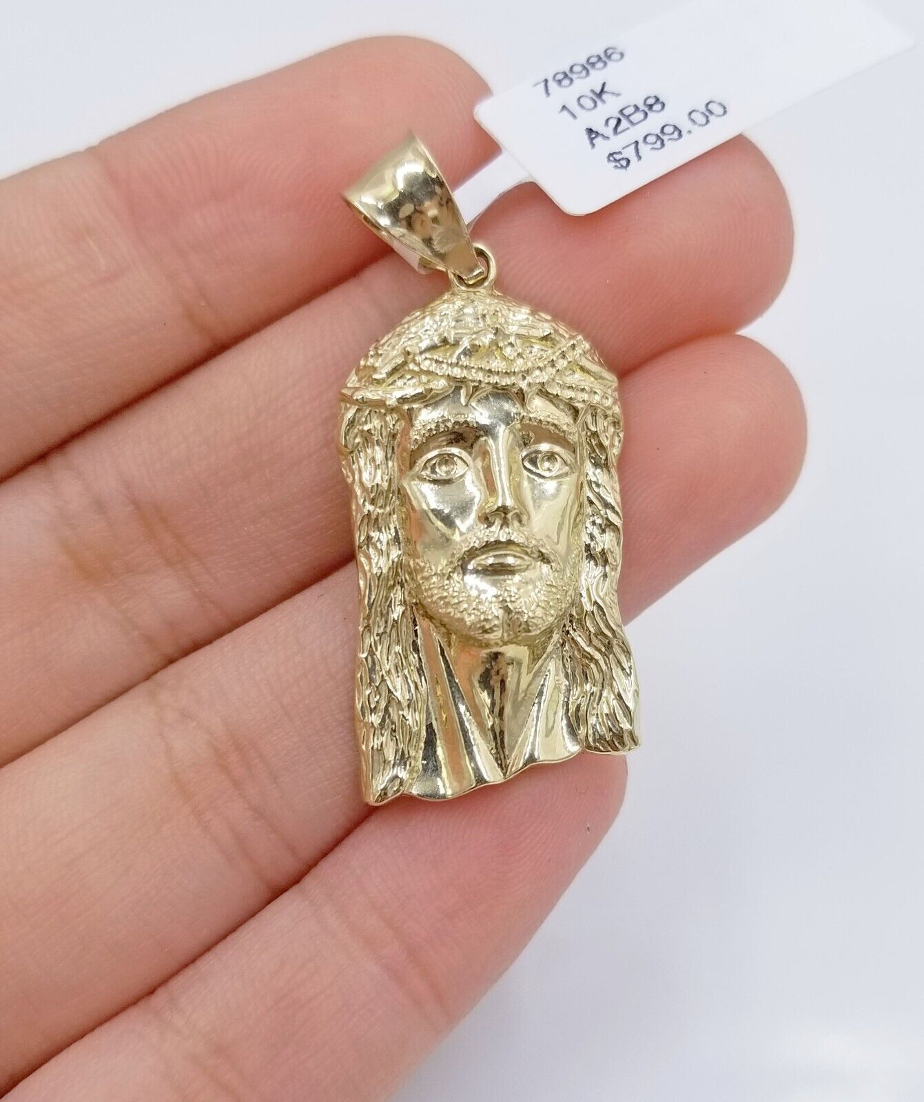 Real 10k Yellow Gold 3mm Rope Chain 18 - 28 inch Necklace And Jesus Head Pendant - GoldenlinQ