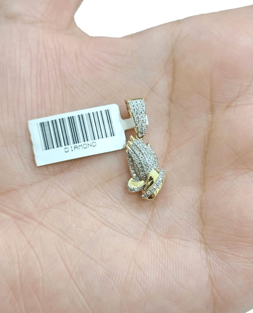 Real 10k Yellow Gold 3mm Rope Chain 20" inch Necklace Praying Hand Charm Pendant - GoldenlinQ