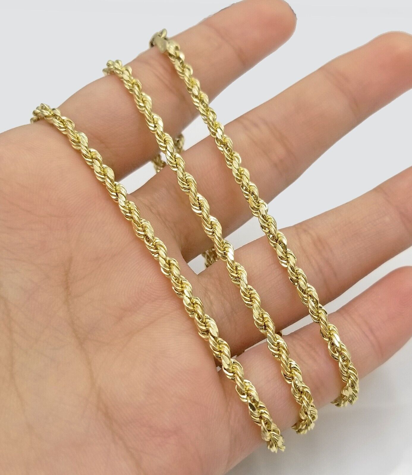 Real 10k Yellow Gold 3mm Rope Chain Cross Pendant 20" inch Necklace , Men Women - GoldenlinQ