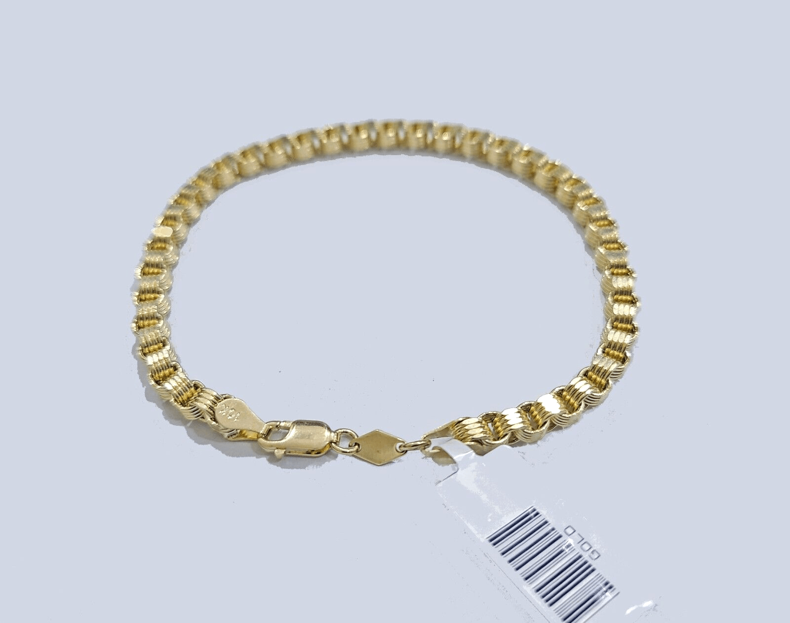 Real 10k Yellow Gold 4mm Box Byzantine Bracelet 8" inch 10kt Unisex Men Women - GoldenlinQ