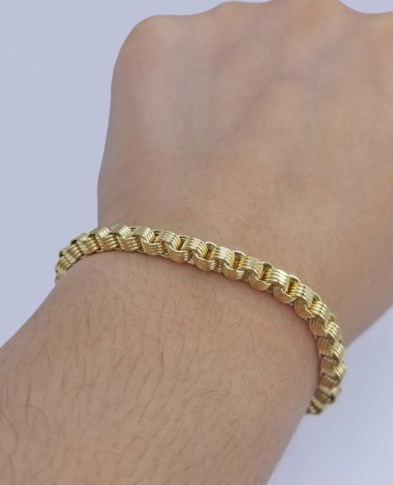 Real 10k Yellow Gold 4mm Box Byzantine Bracelet 8.5" inch 10kt Unisex Men Women - GoldenlinQ