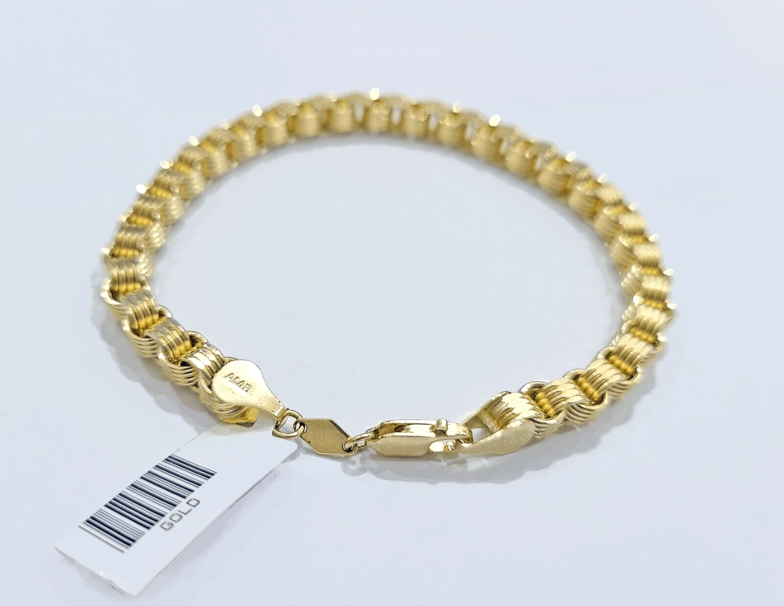 Real 10k Yellow Gold 5mm Box Byzantine Bracelet 8" inch 10kt Unisex Men Women - GoldenlinQ