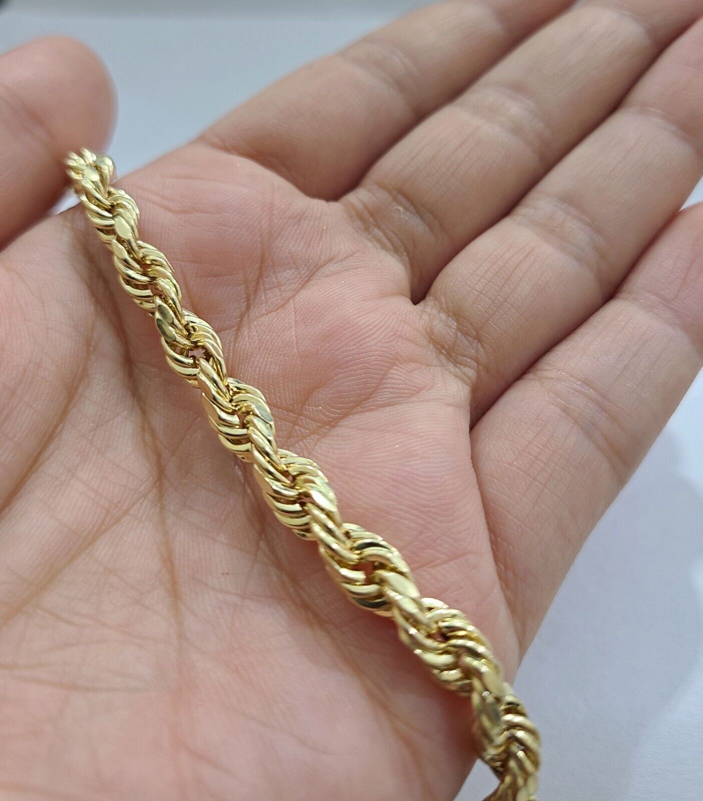 Real 10k Yellow Gold 5mm Rope Bracelet 7'' 8'' 9'' inch 10kt Unisex - GoldenlinQ
