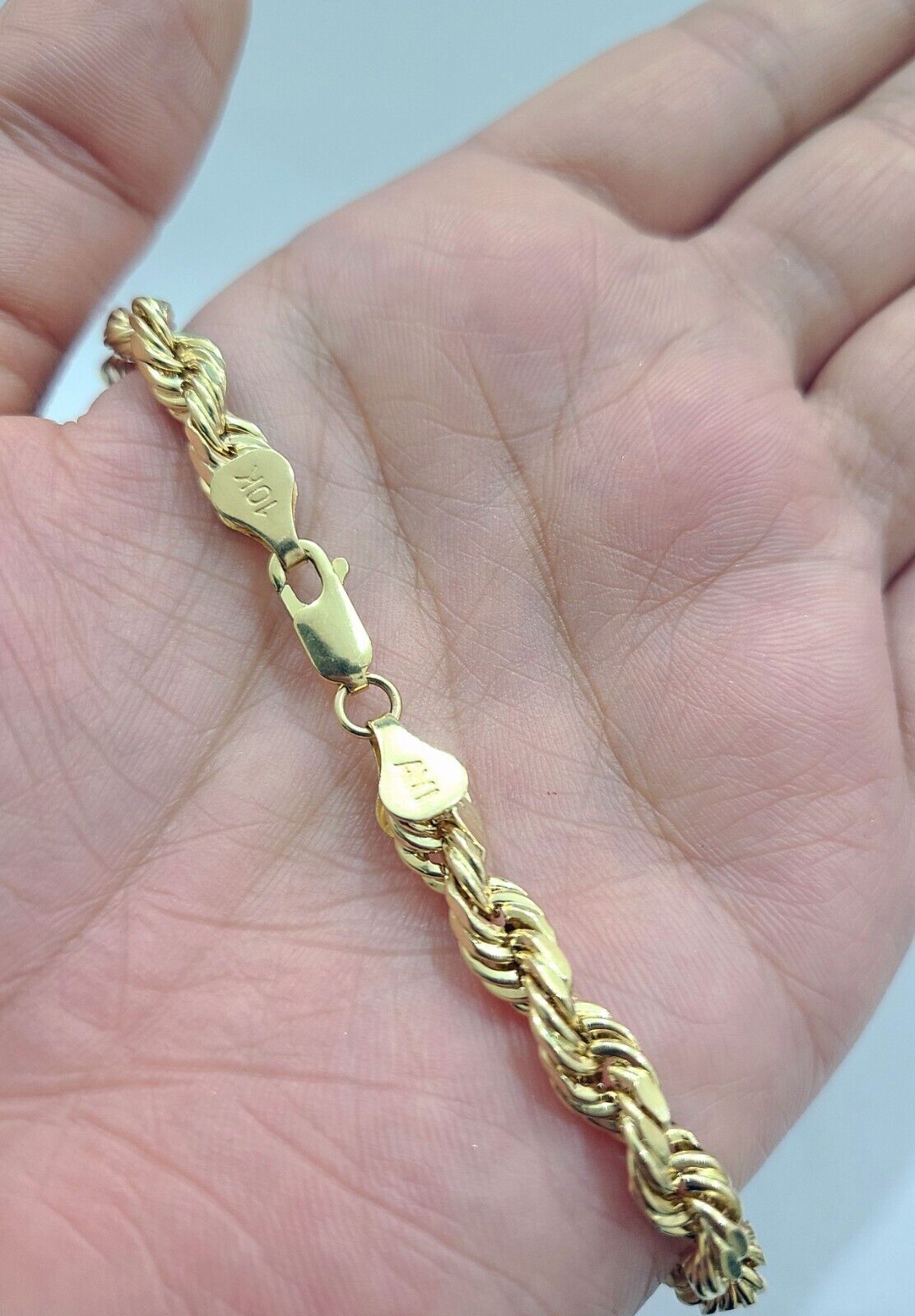 Real 10k Yellow Gold 5mm Rope Bracelet 9'' inch 10kt Unisex - GoldenlinQ
