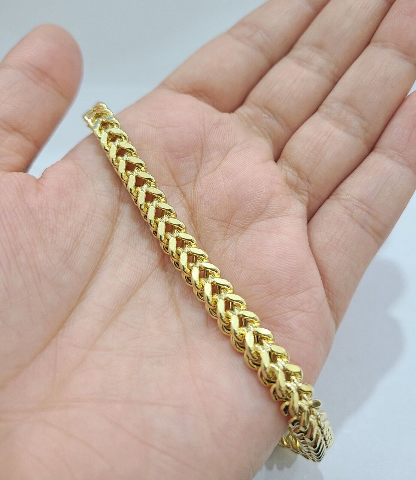 Real 10k Yellow Gold 6mm Franco Bracelet 8.5'' inch 10kt Unisex - GoldenlinQ