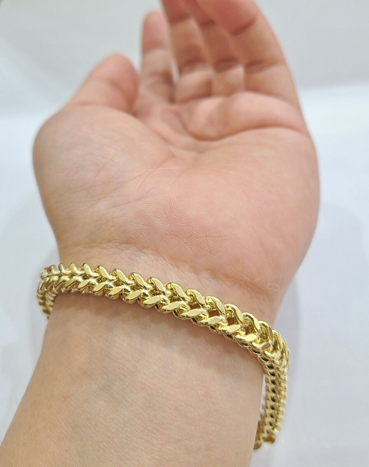 Real 10k Yellow Gold 6mm Franco Bracelet 8.5'' inch 10kt Unisex - GoldenlinQ